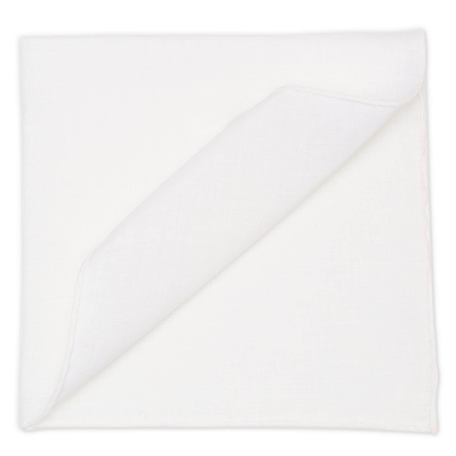 VANNUCCI Milano White Linen Pocket Square Hand Rolled Edges NEW