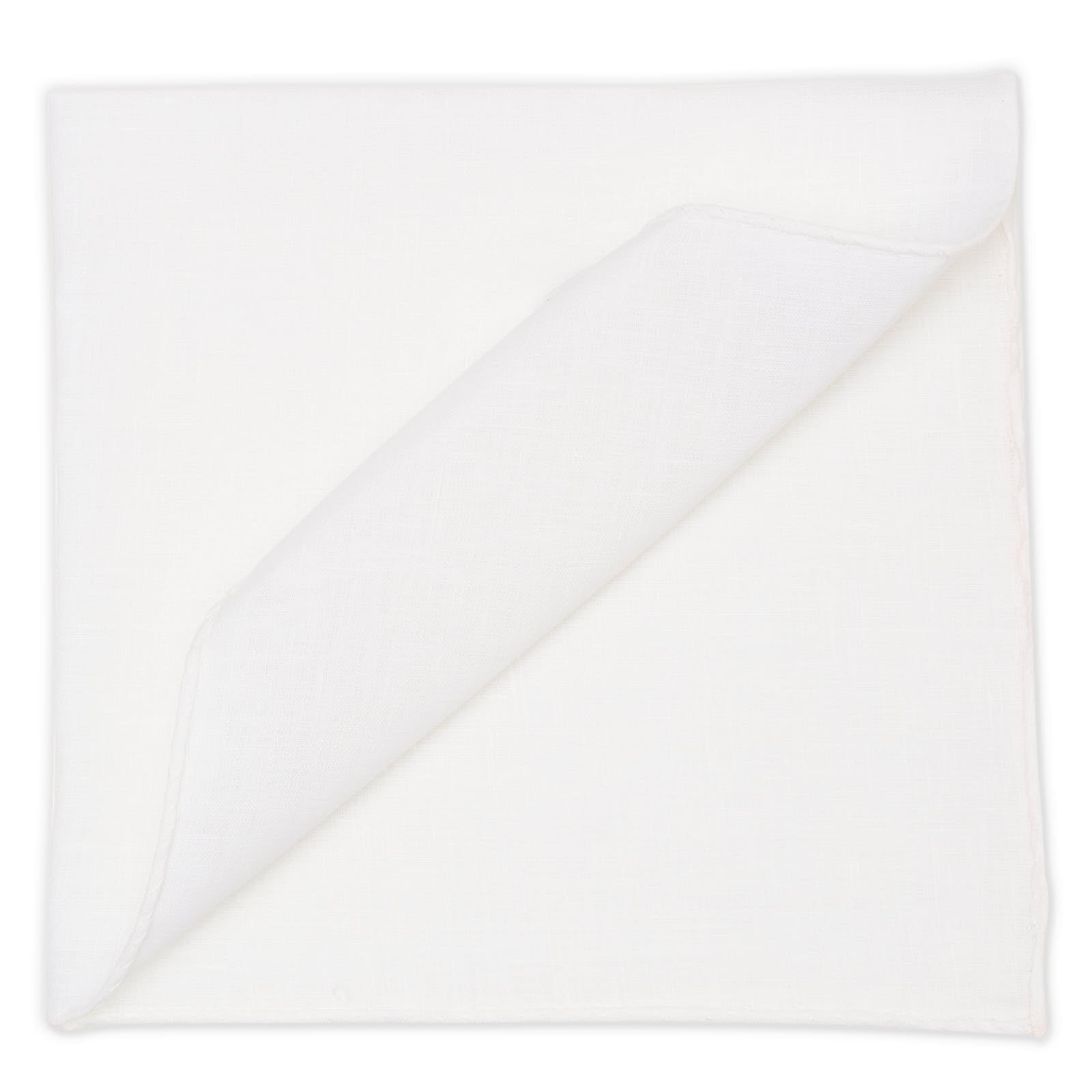 VANNUCCI Milano White Linen Pocket Square Hand Rolled Edges NEW 45x45