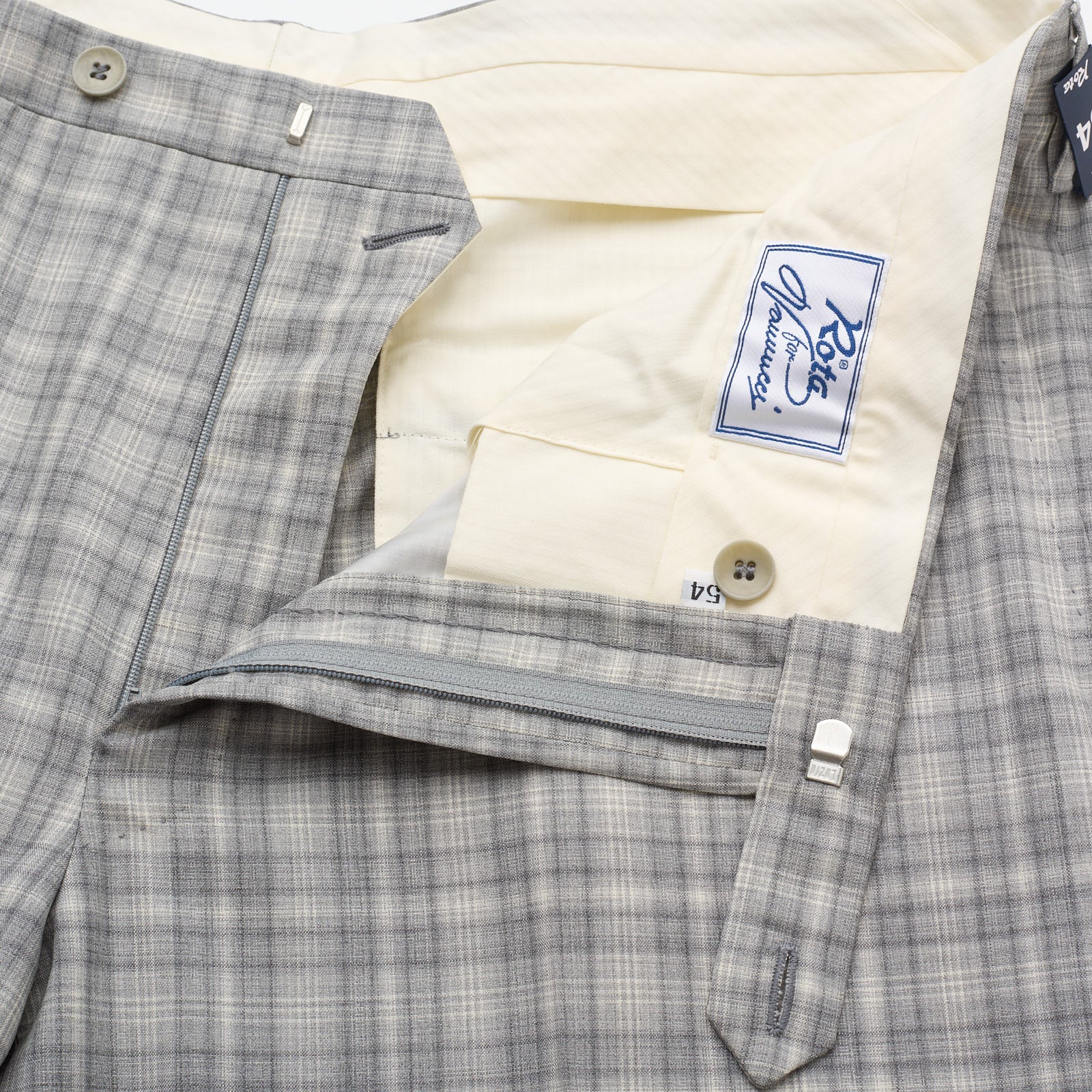 ROTA for VANNUCCI Handmade Gray Plaid Wool Dress Pants NEW