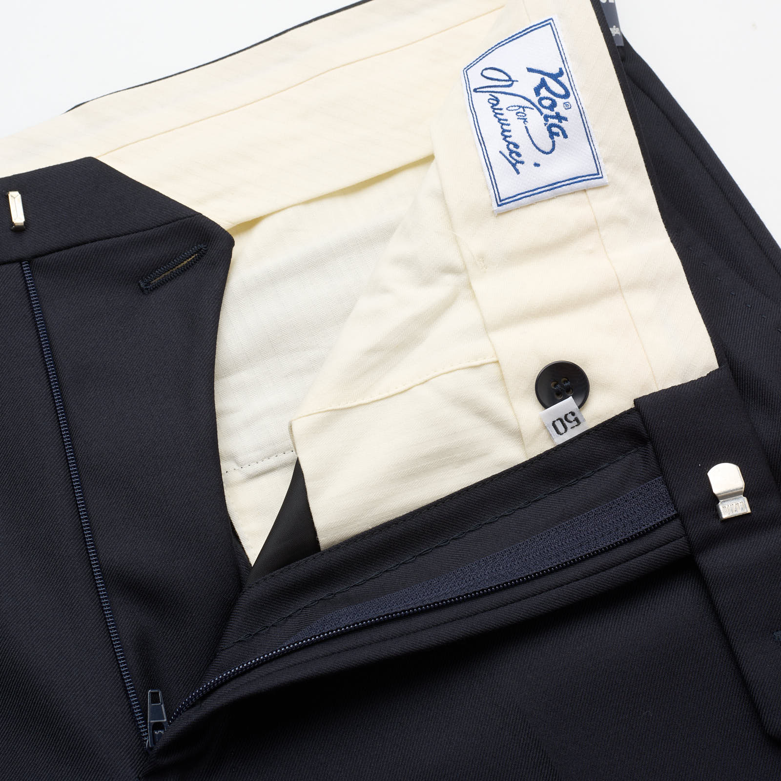 ROTA for VANNUCCI Navy Blue Wool Handmade Dress Pants NEW