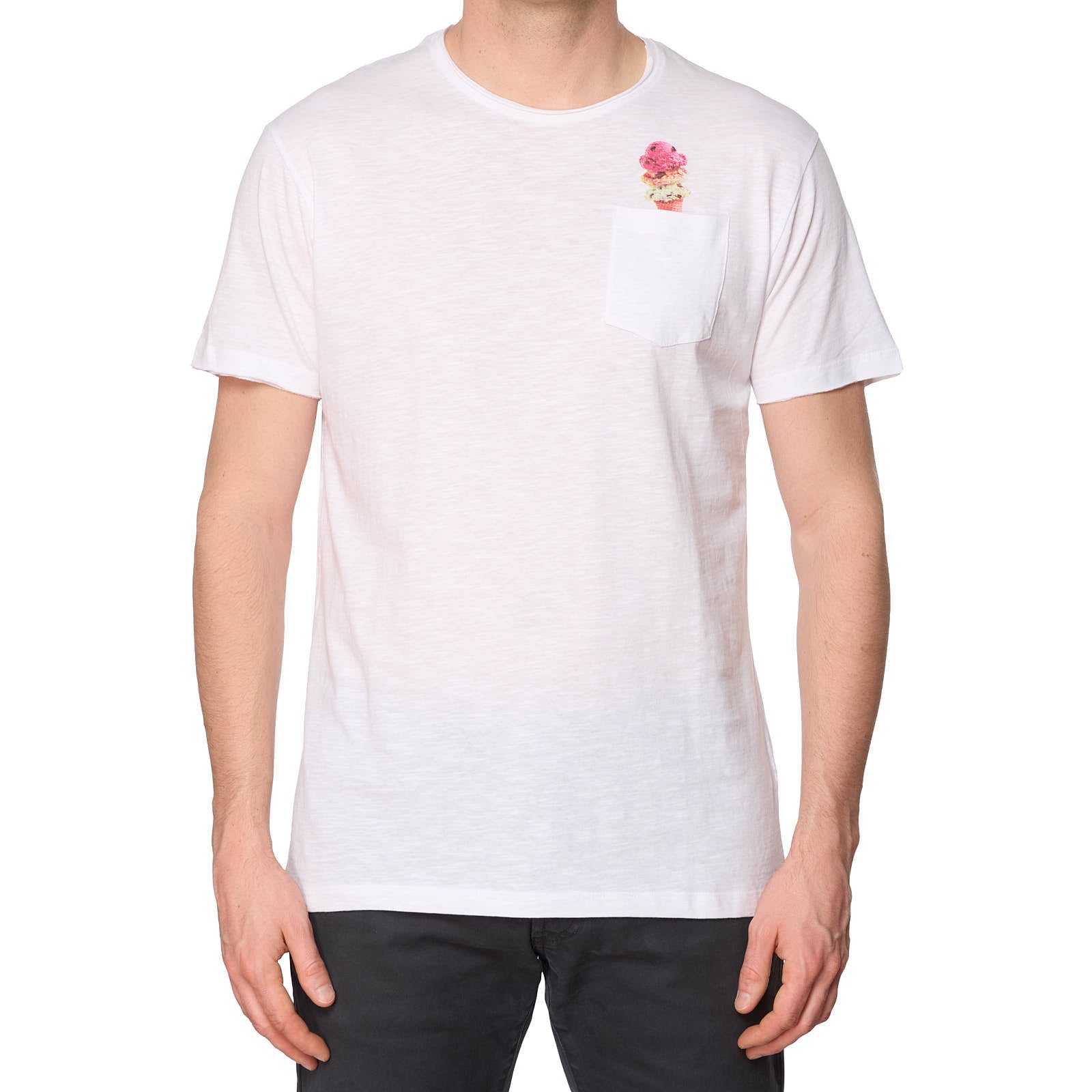 LIU JO Milano White Icecream Print Chest Pocket Short Sleeve T-Shirt