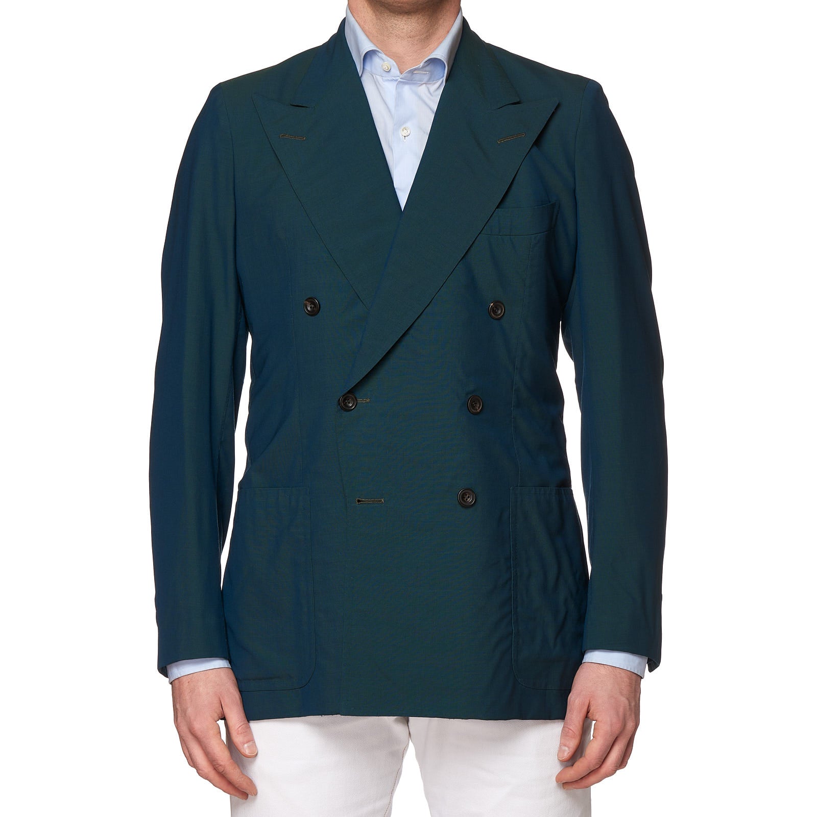 RUBINACCI Handmade Bespoke Green Wool Mohair DB Blazer Jacket EU 50 US 38 40 RUBINACCI