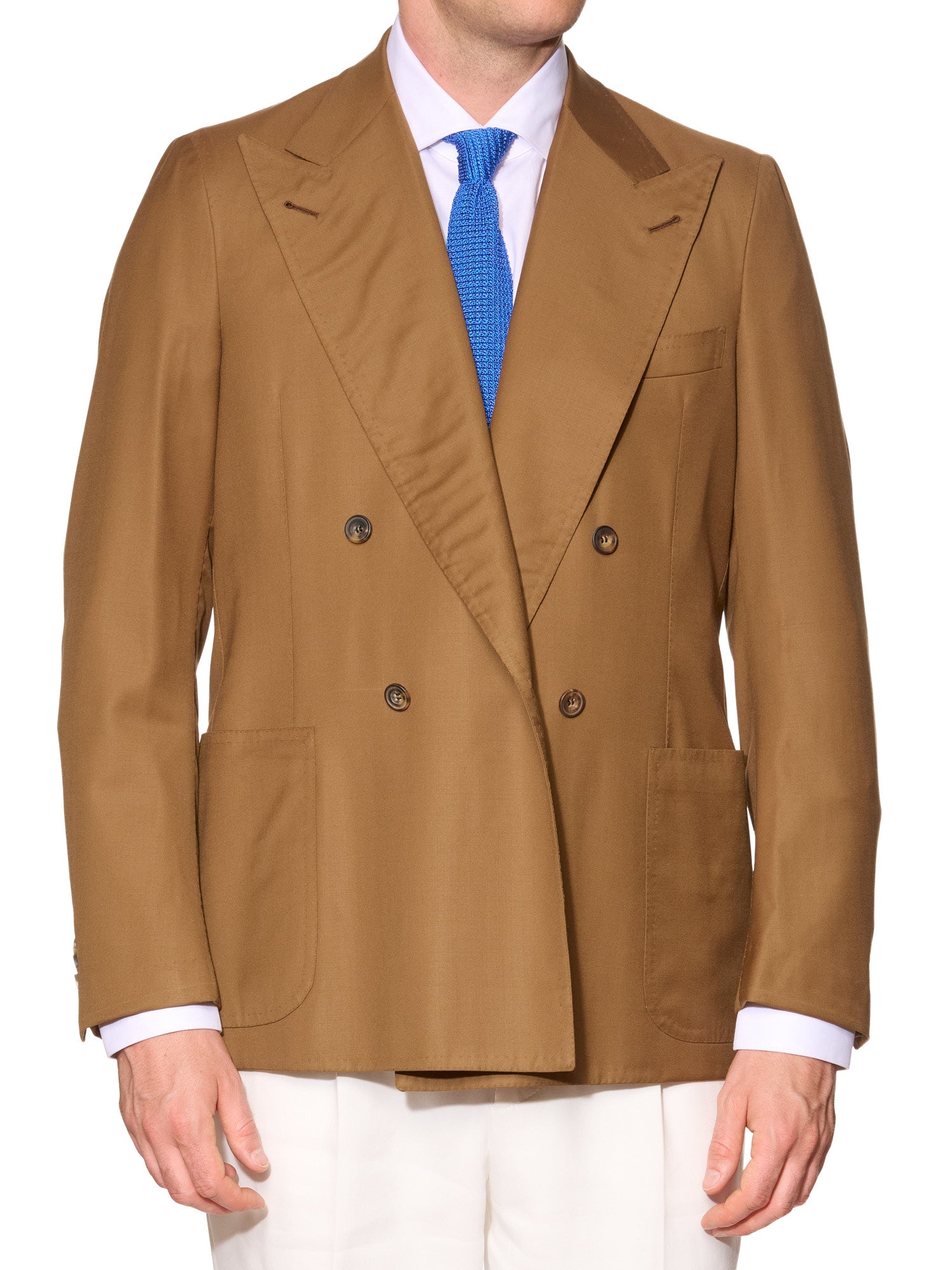 RUBINACCI Handmade Bespoke Khakie Wool DB Blazer Jacket EU 50 NEW US 40