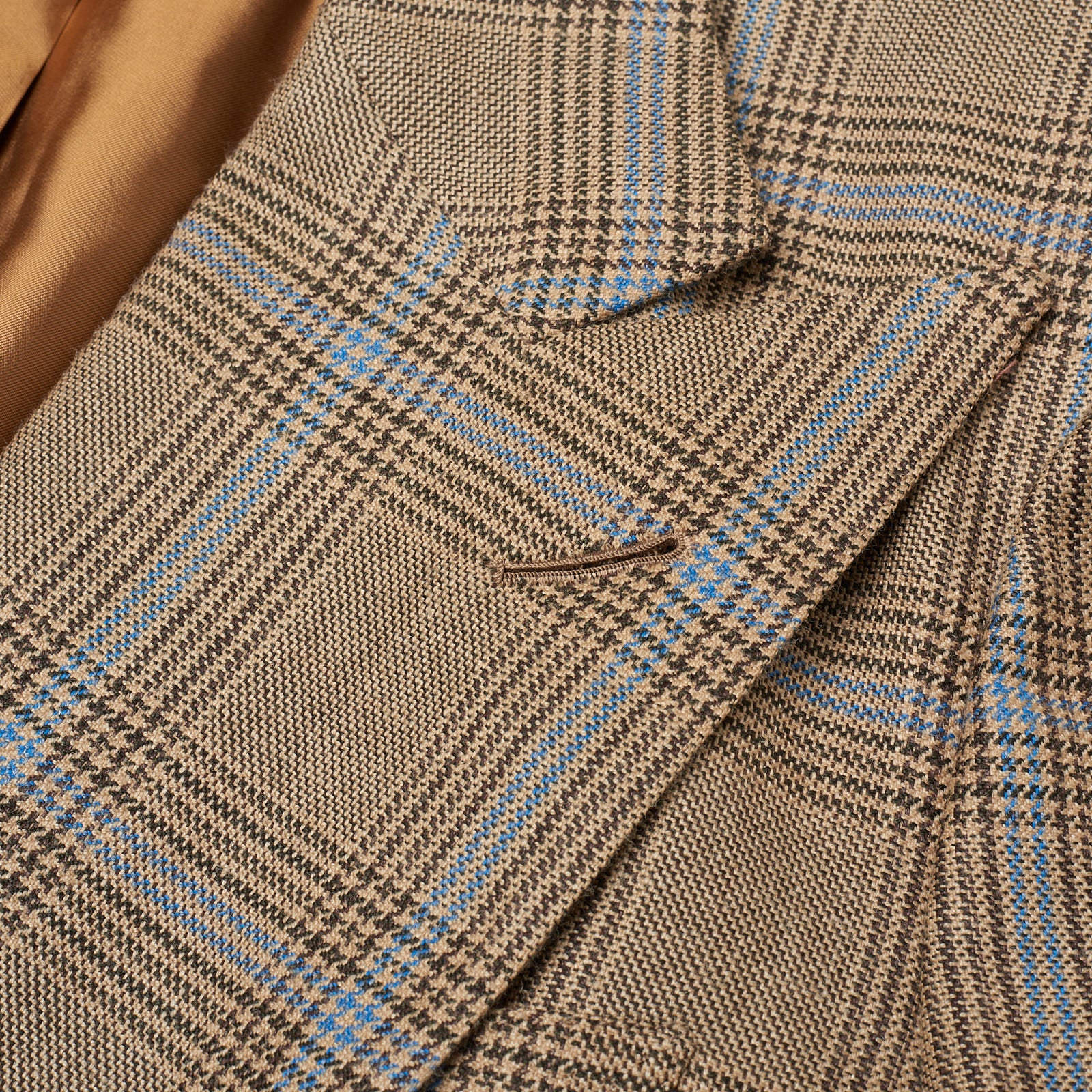 RUBINACCI LH Handmade Bespoke Beige Plaid Wool-Silk-Cashmere DB Jacket EU 50 US 40 RUBINACCI