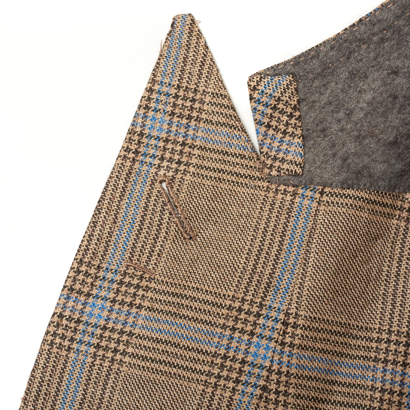 RUBINACCI LH Handmade Bespoke Beige Plaid Wool-Silk-Cashmere DB Jacket EU 50 US 40 RUBINACCI