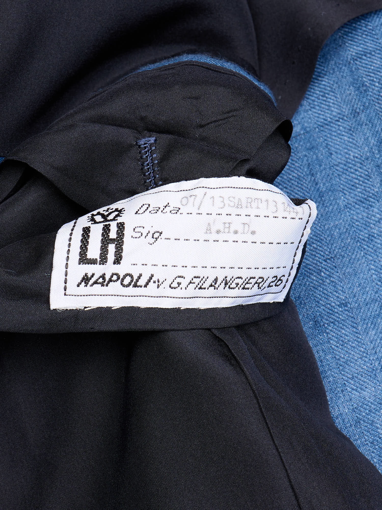 RUBINACCI LH Handmade Bespoke Blue Herringbone Wool-Silk-Linen DB Jacket