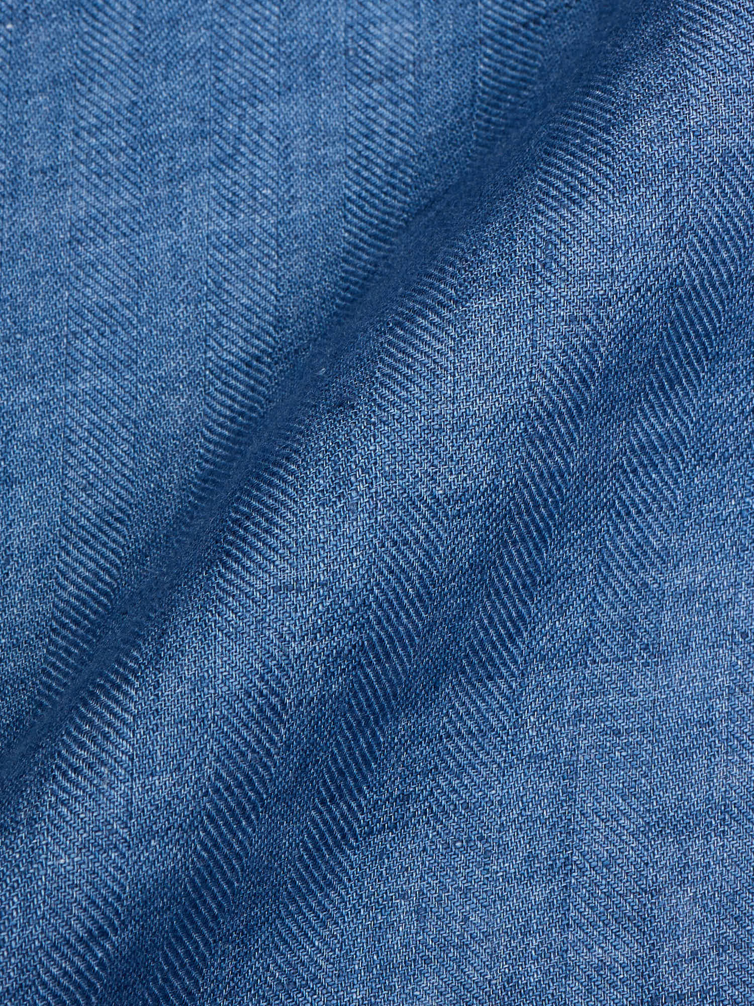 RUBINACCI LH Handmade Bespoke Blue Herringbone Wool-Silk-Linen DB Jacket