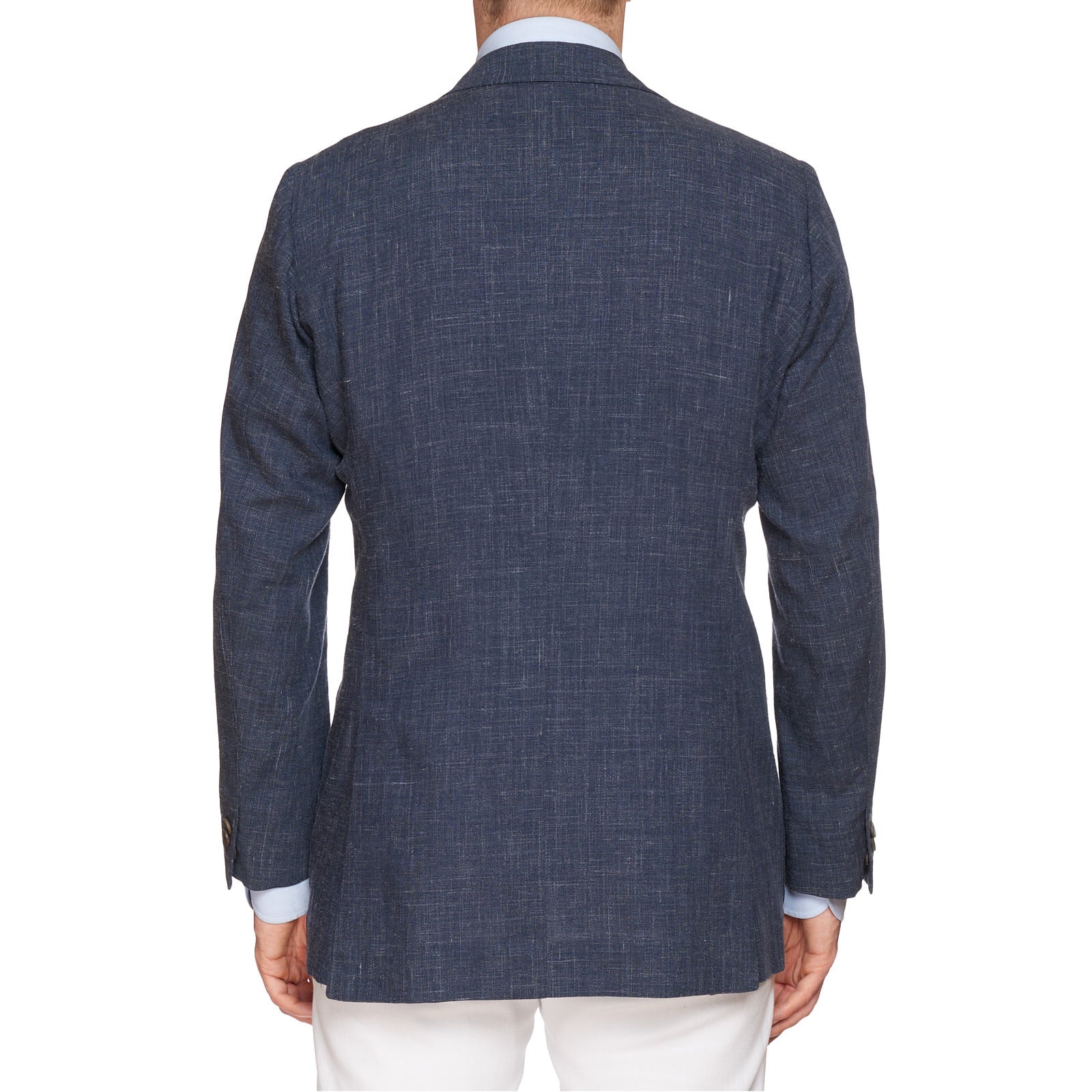 RUBINACCI LH Handmade Bespoke Chambray Blue Wool-Silk-Linen Jacket EU 50 NEW US 40 RUBINACCI