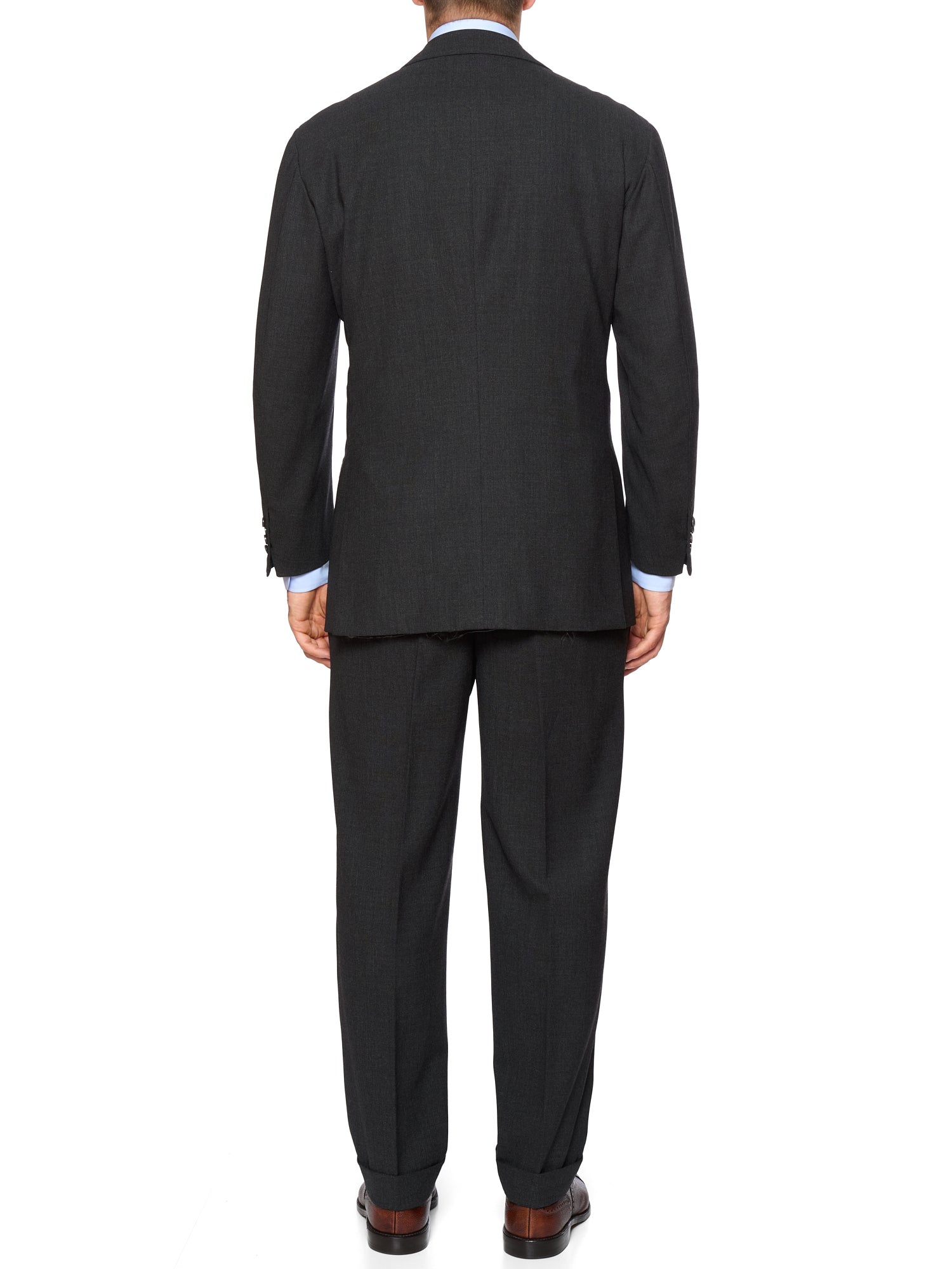 RUBINACCI LH Handmade Bespoke Charcoal Gray Fresco Wool Suit