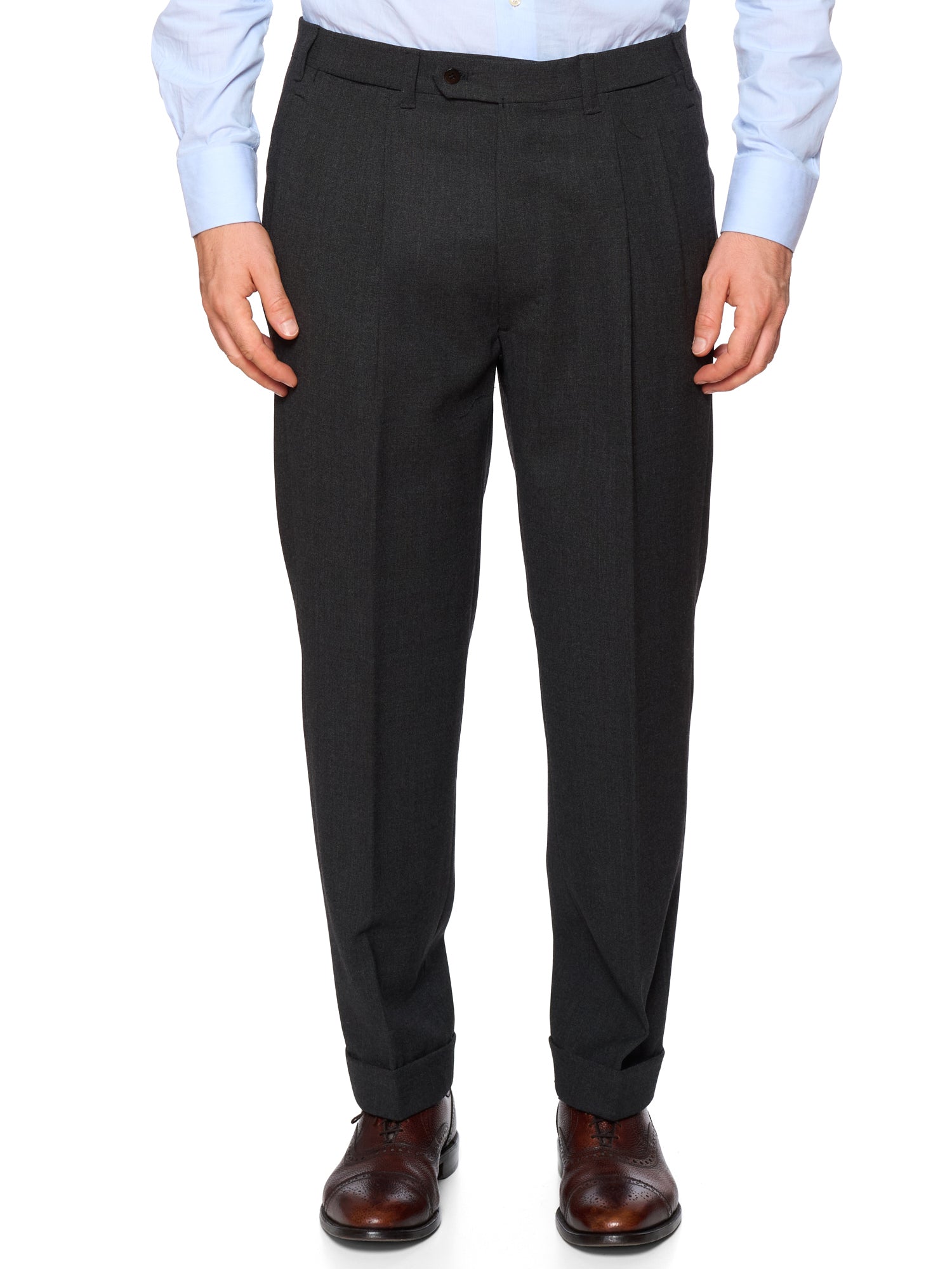 RUBINACCI LH Handmade Bespoke Charcoal Gray Fresco Wool Suit