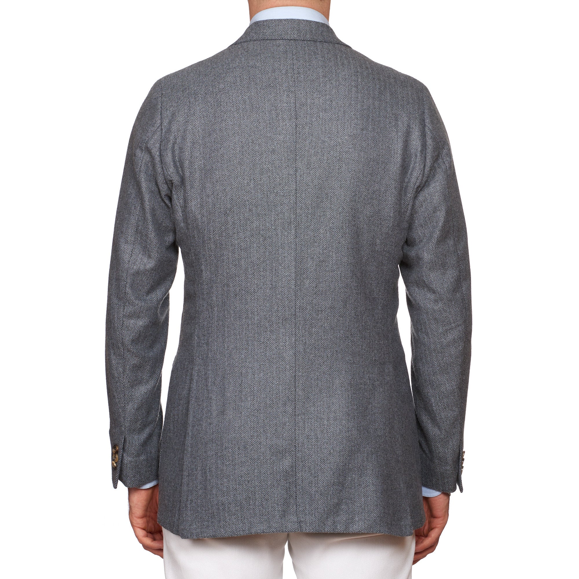 RUBINACCI LH Handmade Bespoke Gray Herringbone Cashmere Jacket EU 50 NEW US 40 RUBINACCI