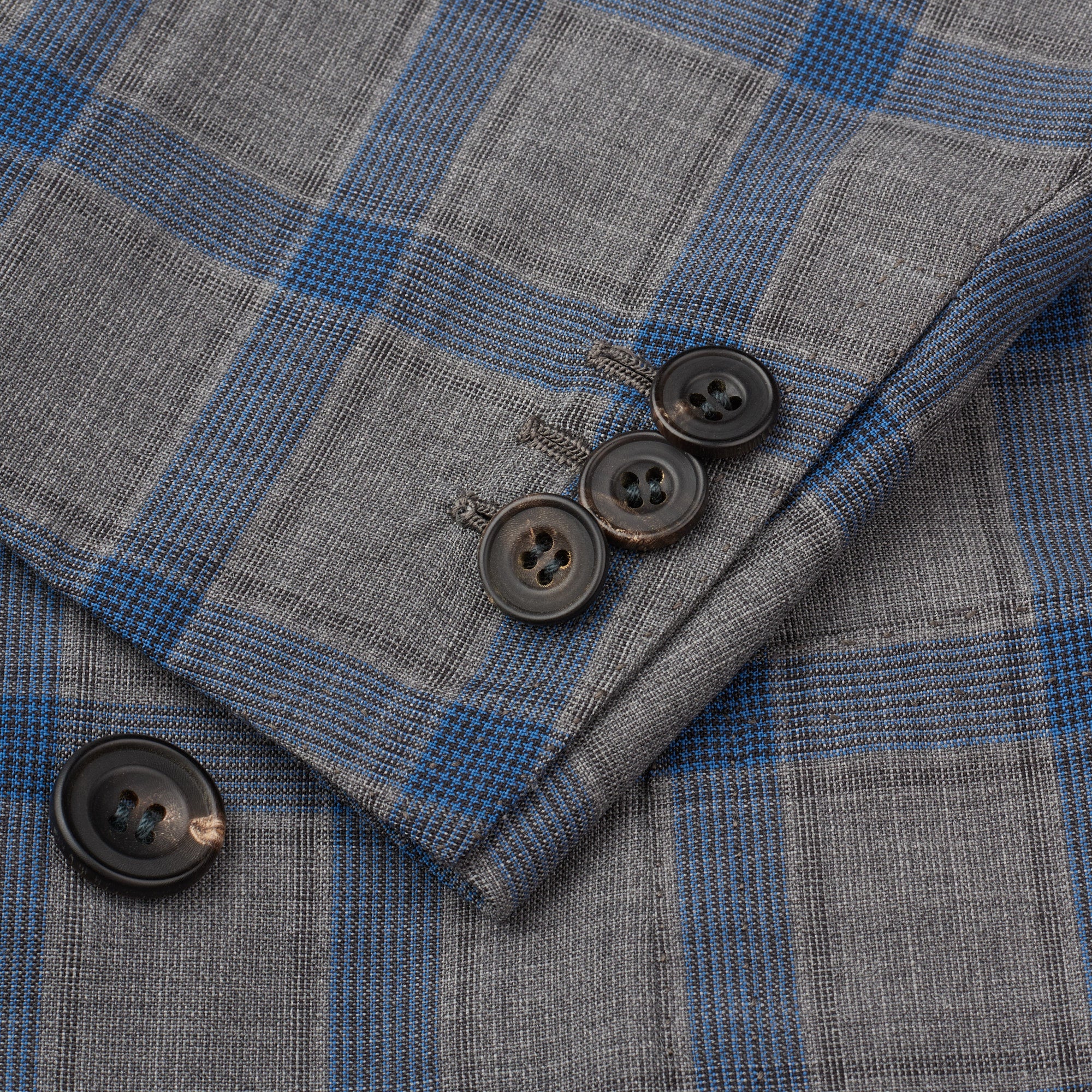 RUBINACCI LH Handmade Bespoke Gray Plaid Wool-Silk-Linen DB Jacket EU 50 US 40 RUBINACCI