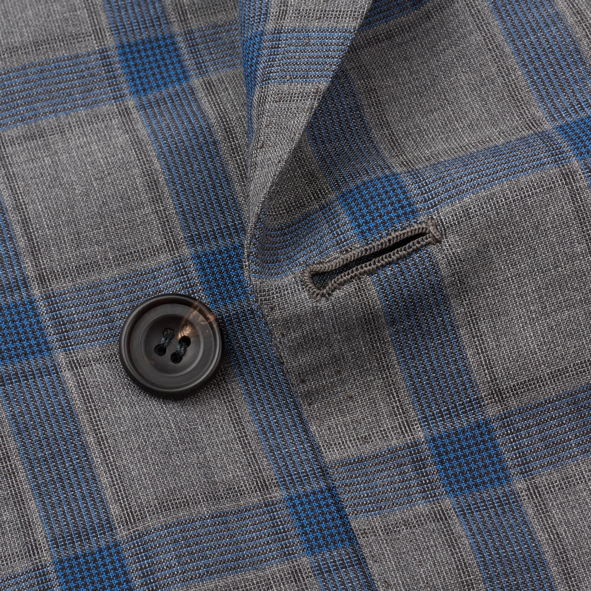 RUBINACCI LH Handmade Bespoke Gray Plaid Wool-Silk-Linen DB Jacket EU 50 US 40 RUBINACCI