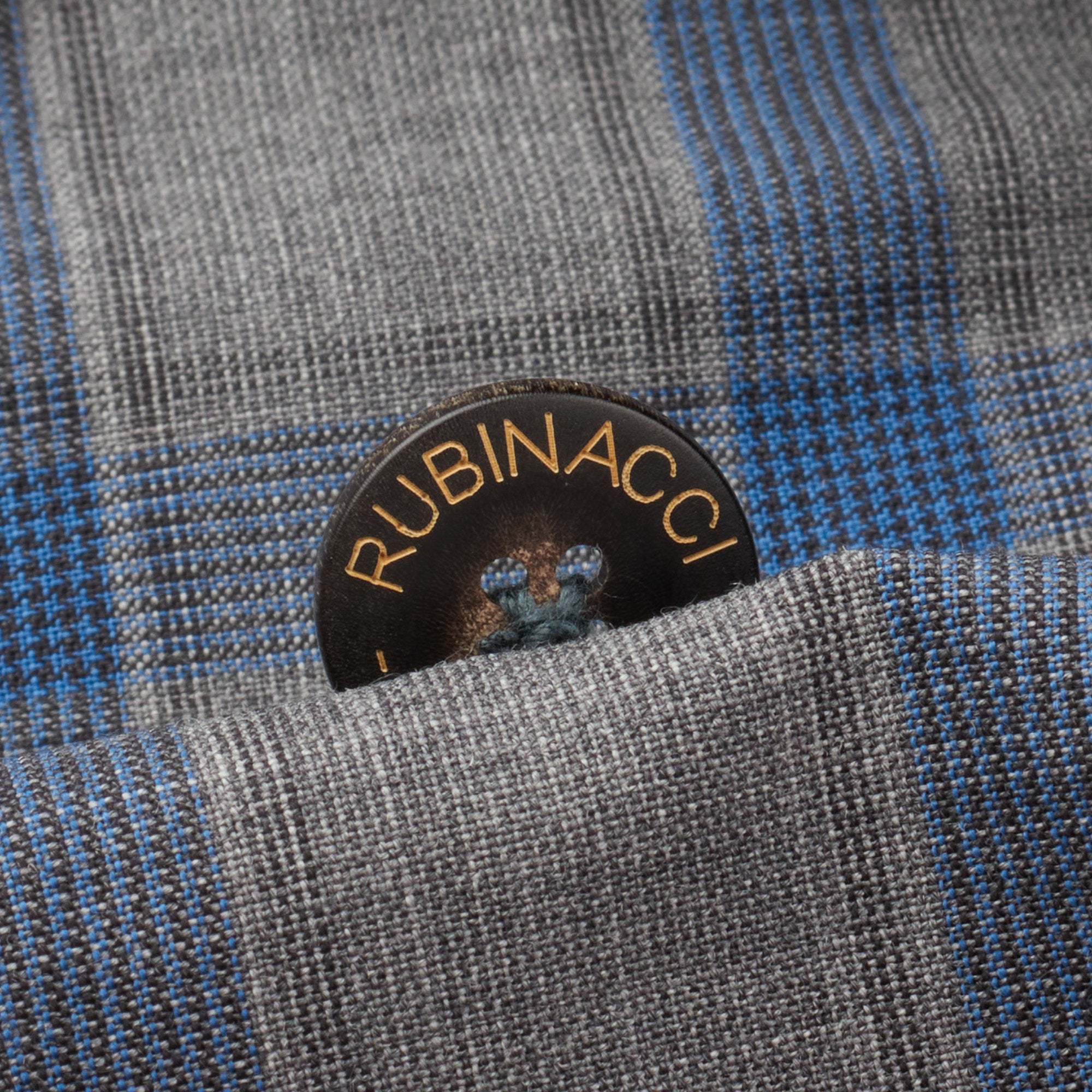 RUBINACCI LH Handmade Bespoke Gray Plaid Wool-Silk-Linen DB Jacket EU 50 US 40 RUBINACCI