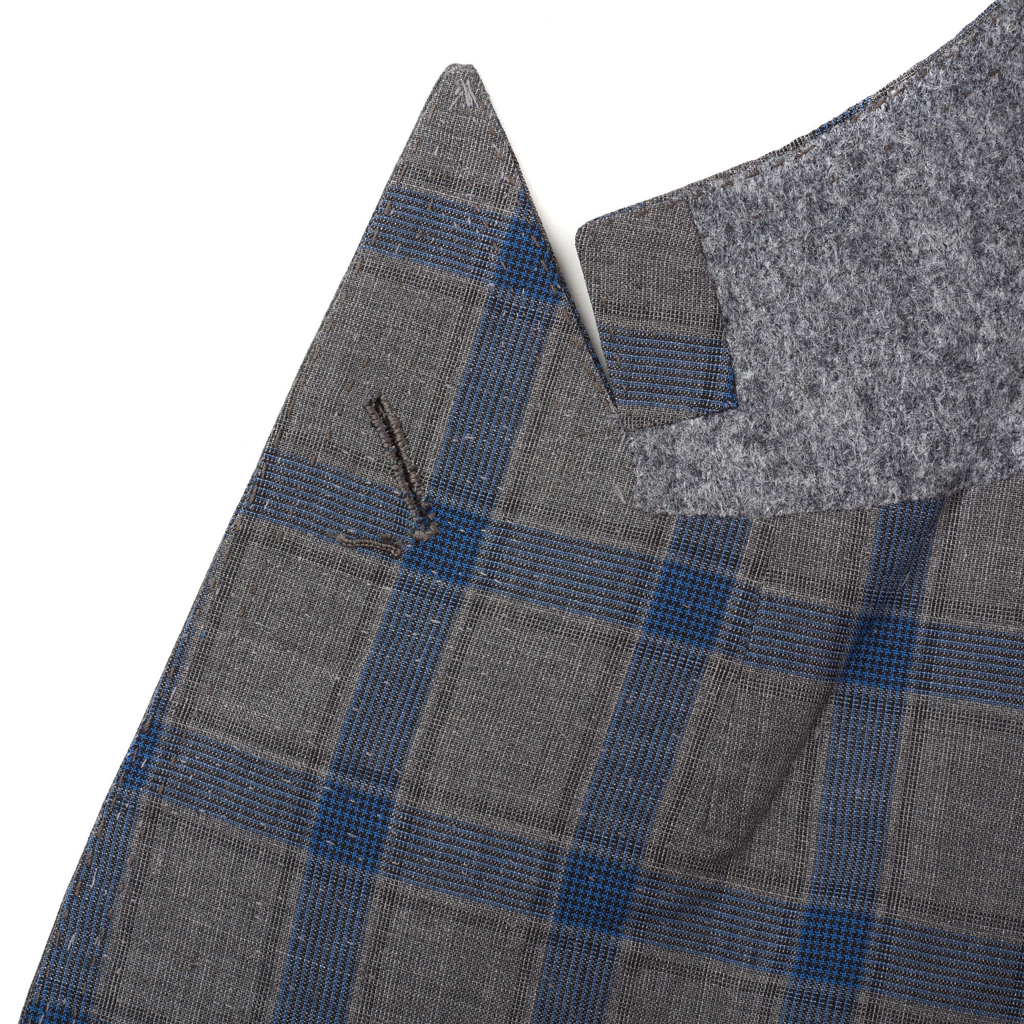 RUBINACCI LH Handmade Bespoke Gray Plaid Wool-Silk-Linen DB Jacket EU 50 US 40 RUBINACCI