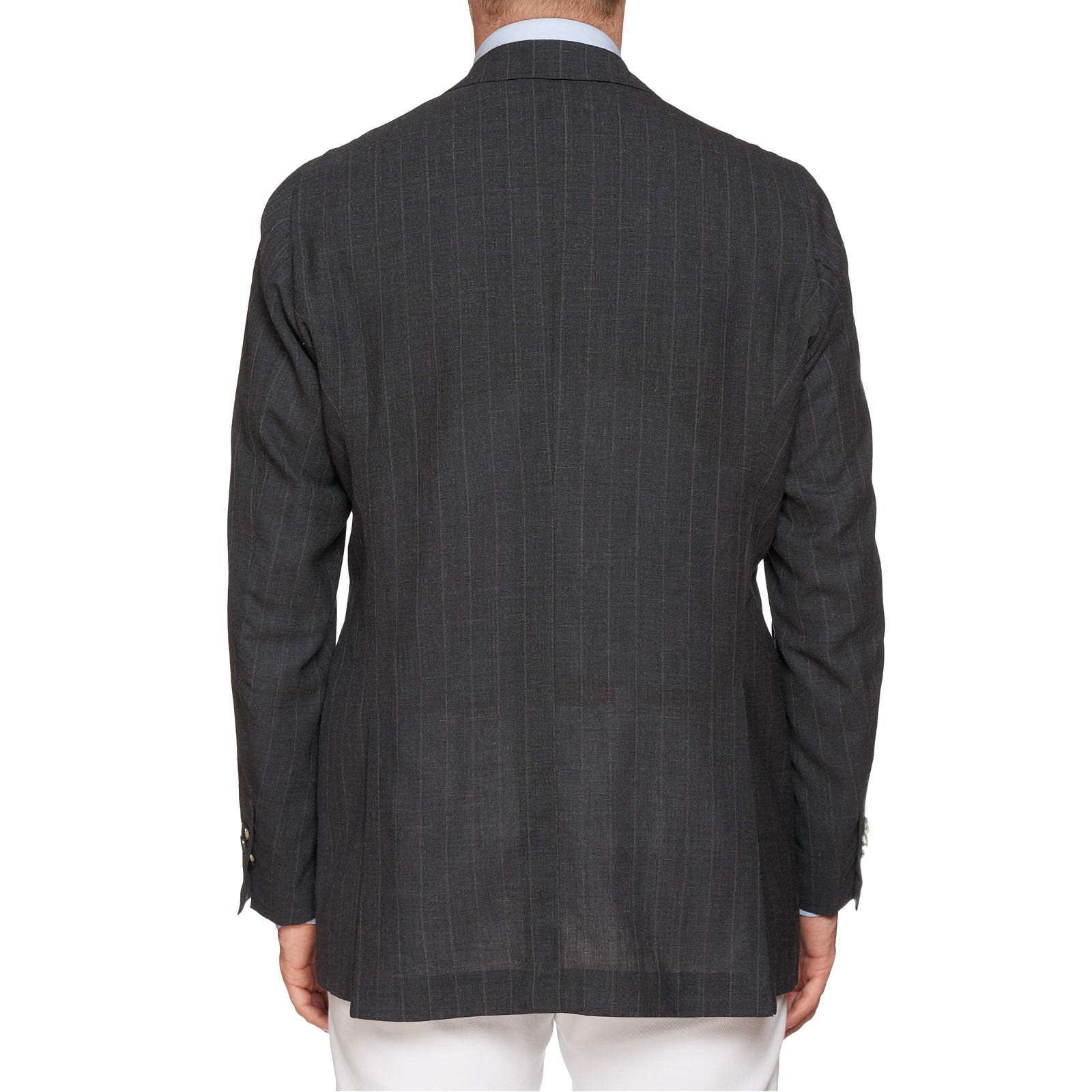 RUBINACCI LH Handmade Bespoke Gray Striped Mohair 1 Button Jacket EU 50 US 40 RUBINACCI