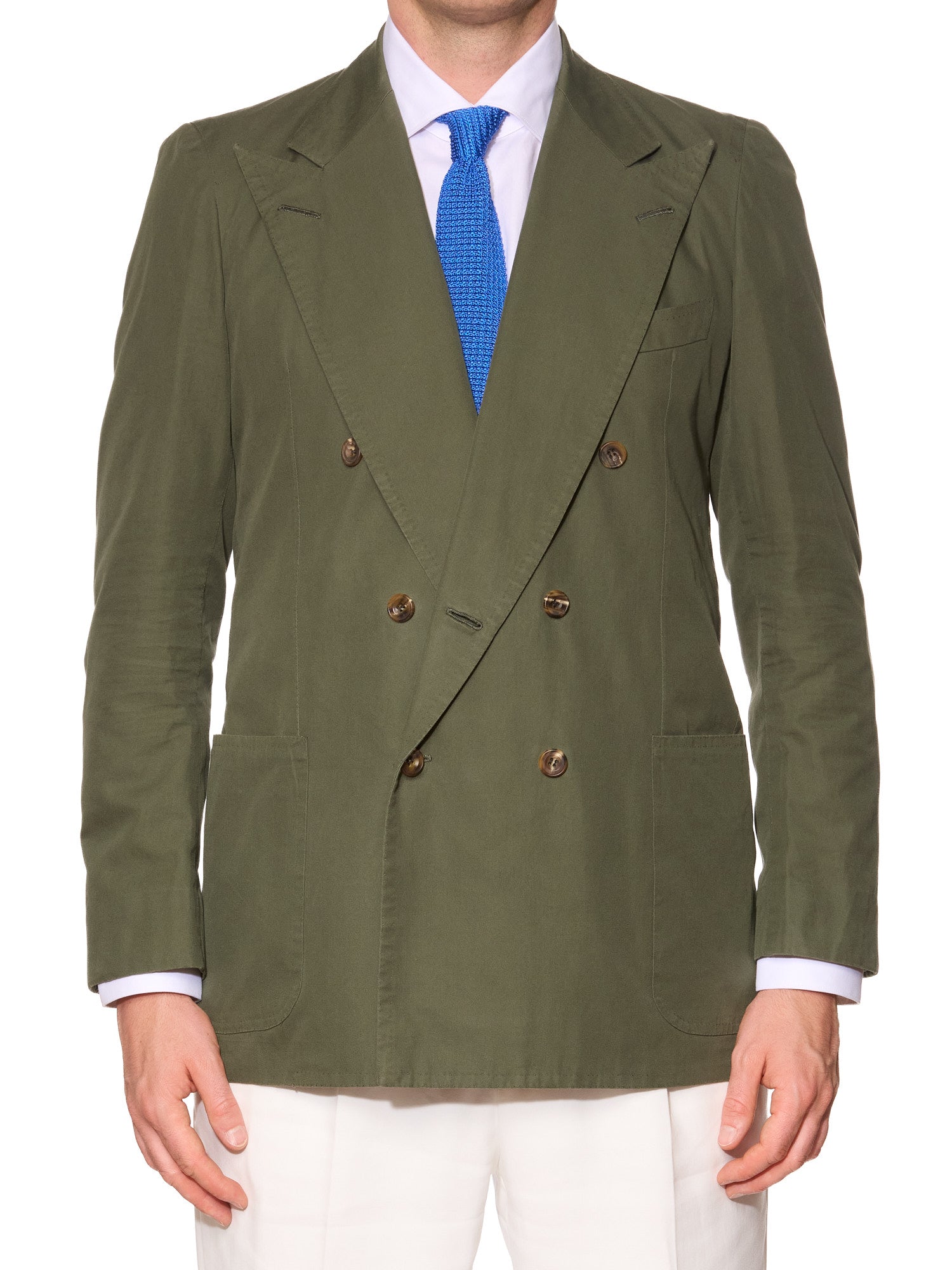 RUBINACCI LH Handmade Bespoke Green Cotton DB Jacket EU 50 US 40