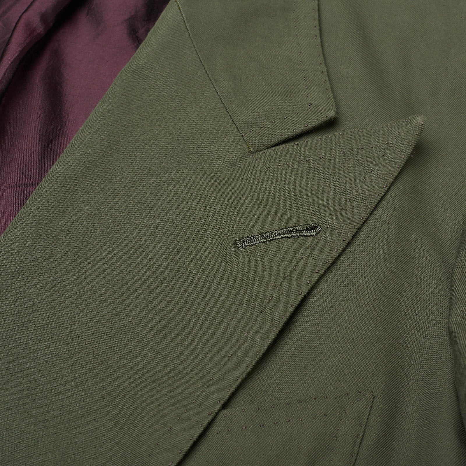 RUBINACCI LH Handmade Bespoke Green Twill Cotton DB Jacket EU 50 US 40 RUBINACCI
