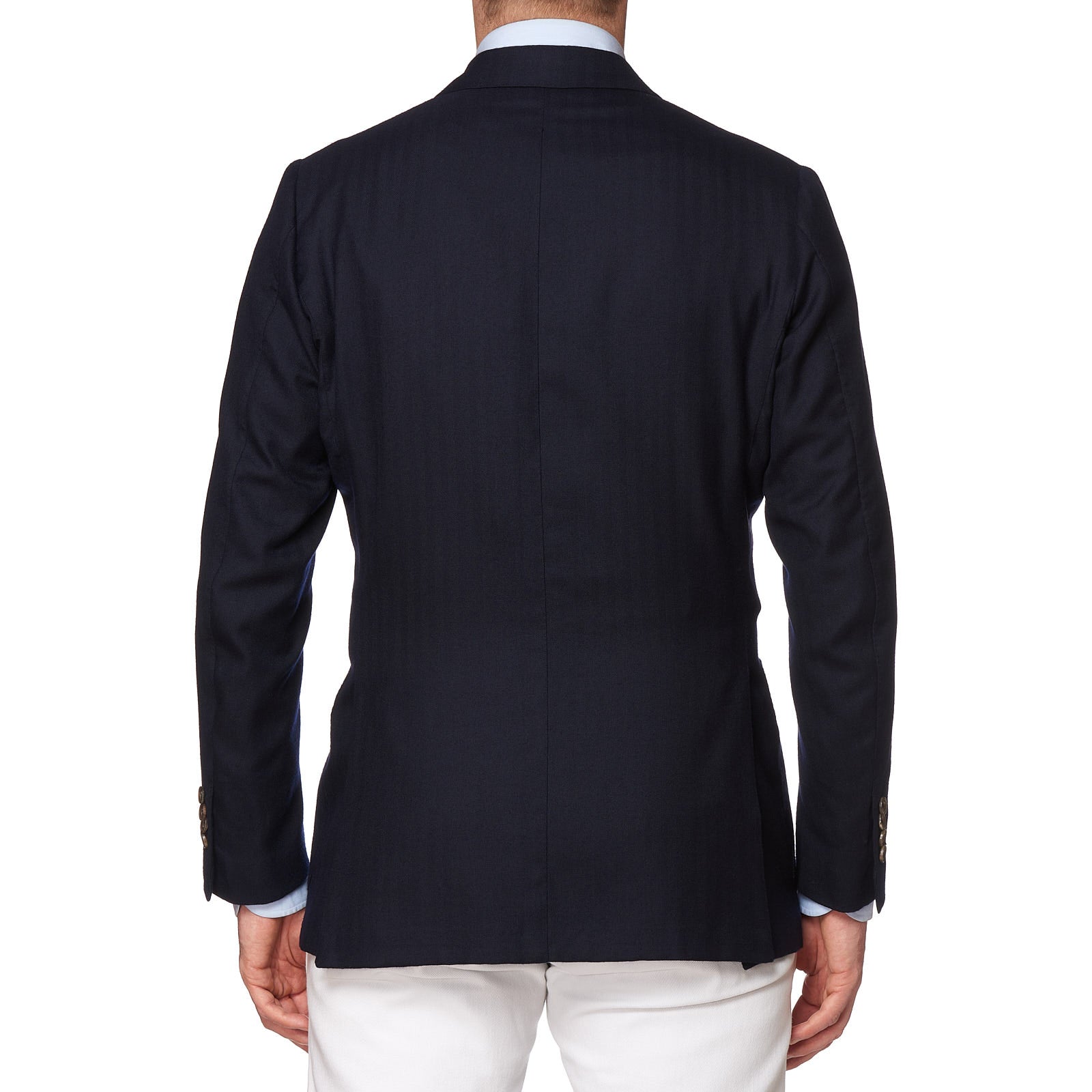 RUBINACCI LH Handmade Bespoke Navy Blue Herringbone Cashmere DB Jacket 50 US 40 RUBINACCI