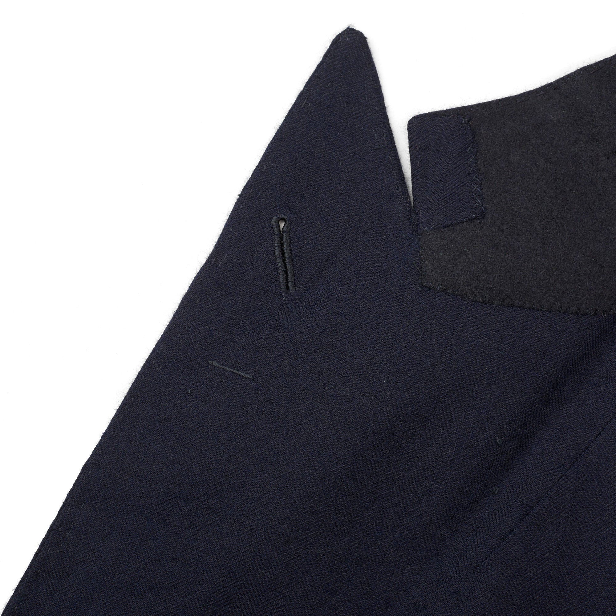 RUBINACCI LH Handmade Bespoke Navy Blue Herringbone Cashmere DB Jacket 50 US 40 RUBINACCI