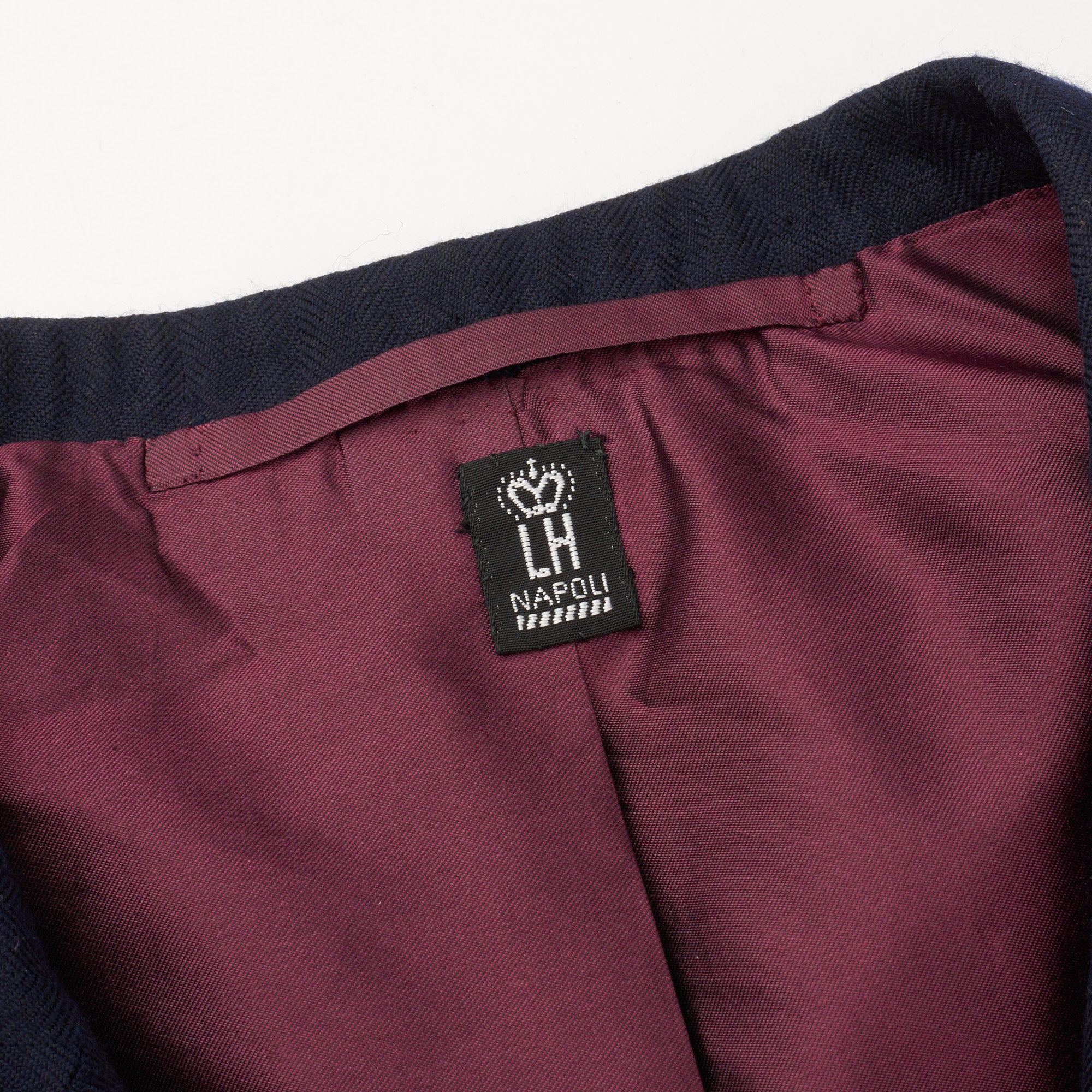 RUBINACCI LH Handmade Bespoke Navy Blue Herringbone Cashmere DB Jacket 50 US 40 RUBINACCI