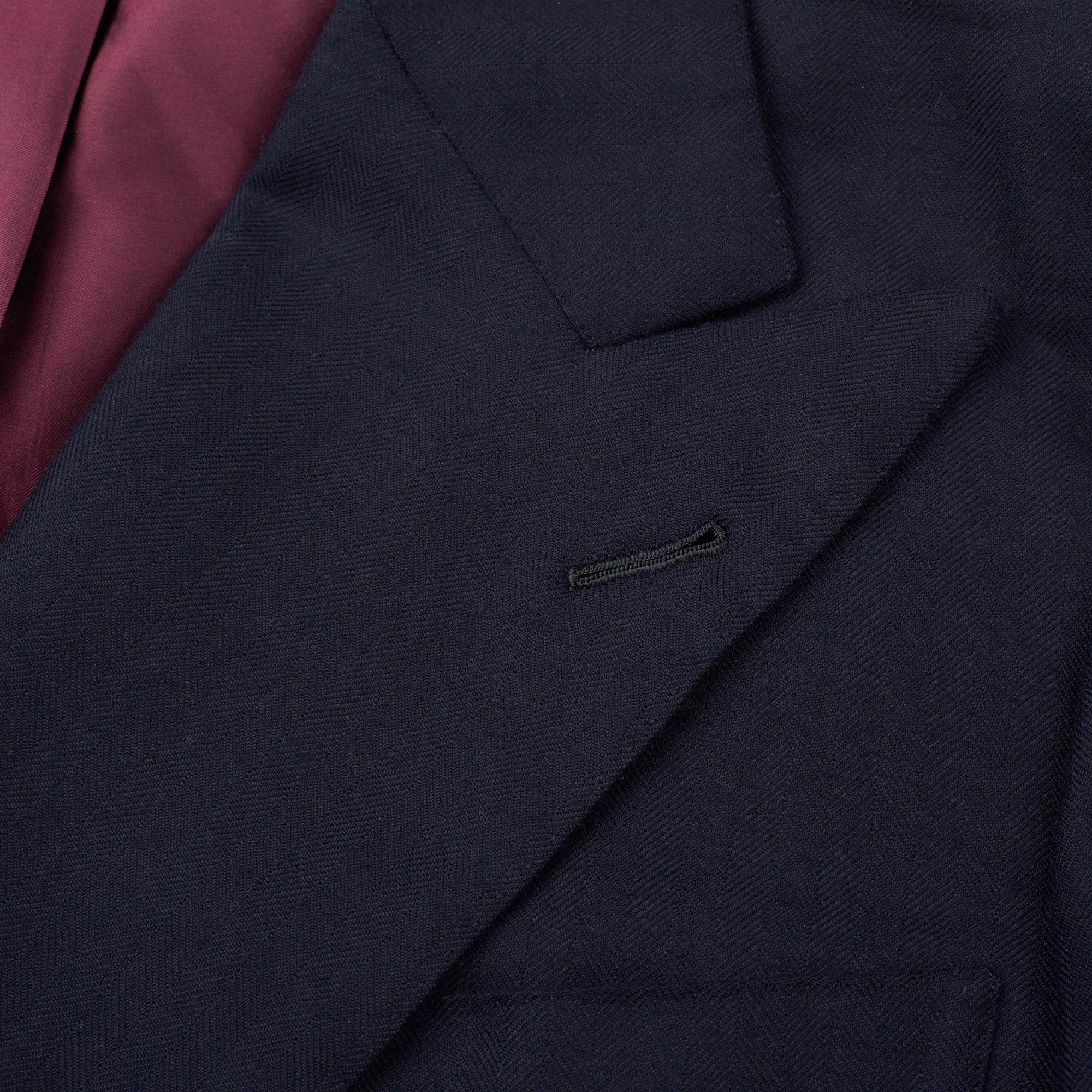 RUBINACCI LH Handmade Bespoke Navy Blue Herringbone Cashmere DB Jacket 50 US 40 RUBINACCI