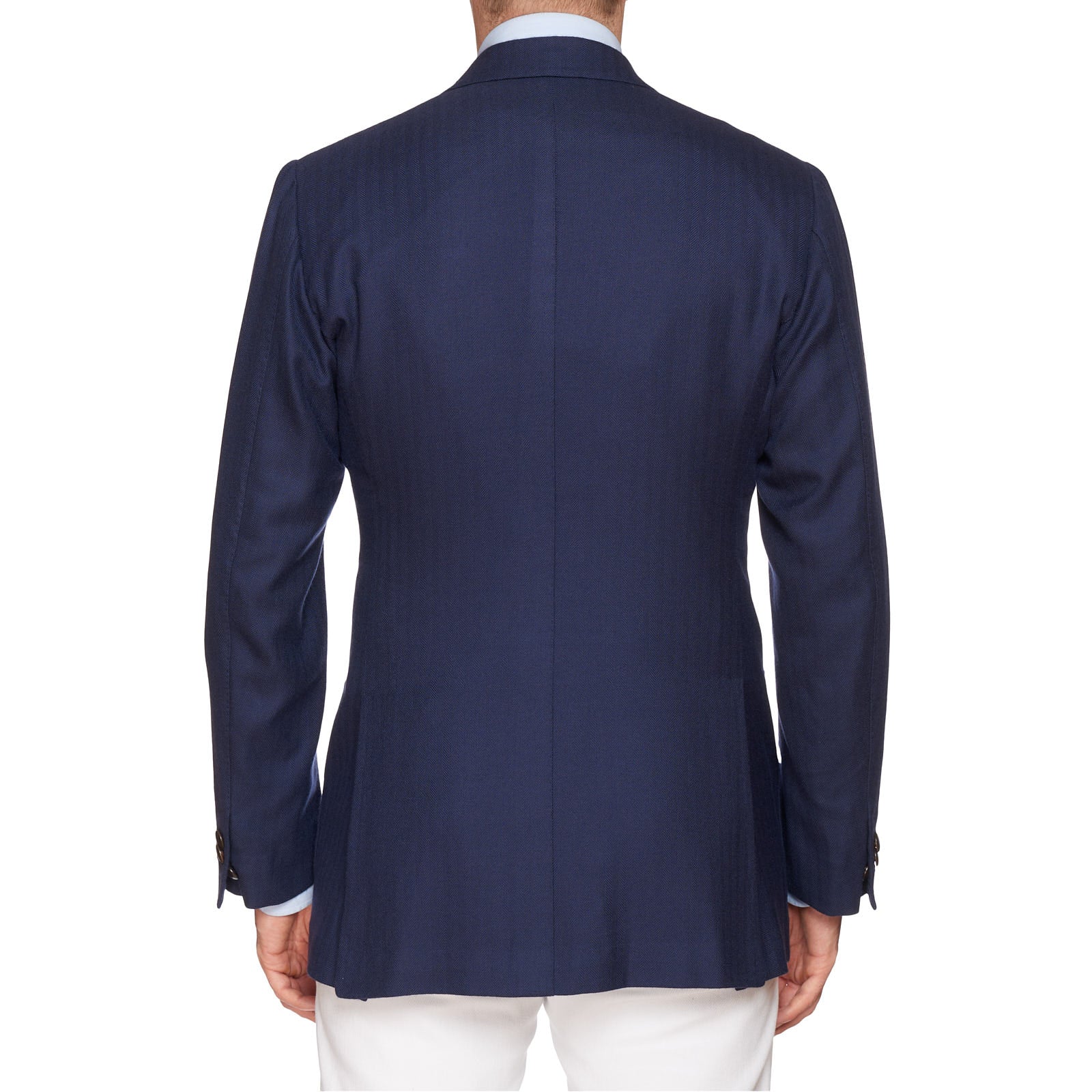 RUBINACCI LH Handmade Bespoke Navy Blue Herringbone Cashmere Jacket EU 50 NEW US 40 RUBINACCI