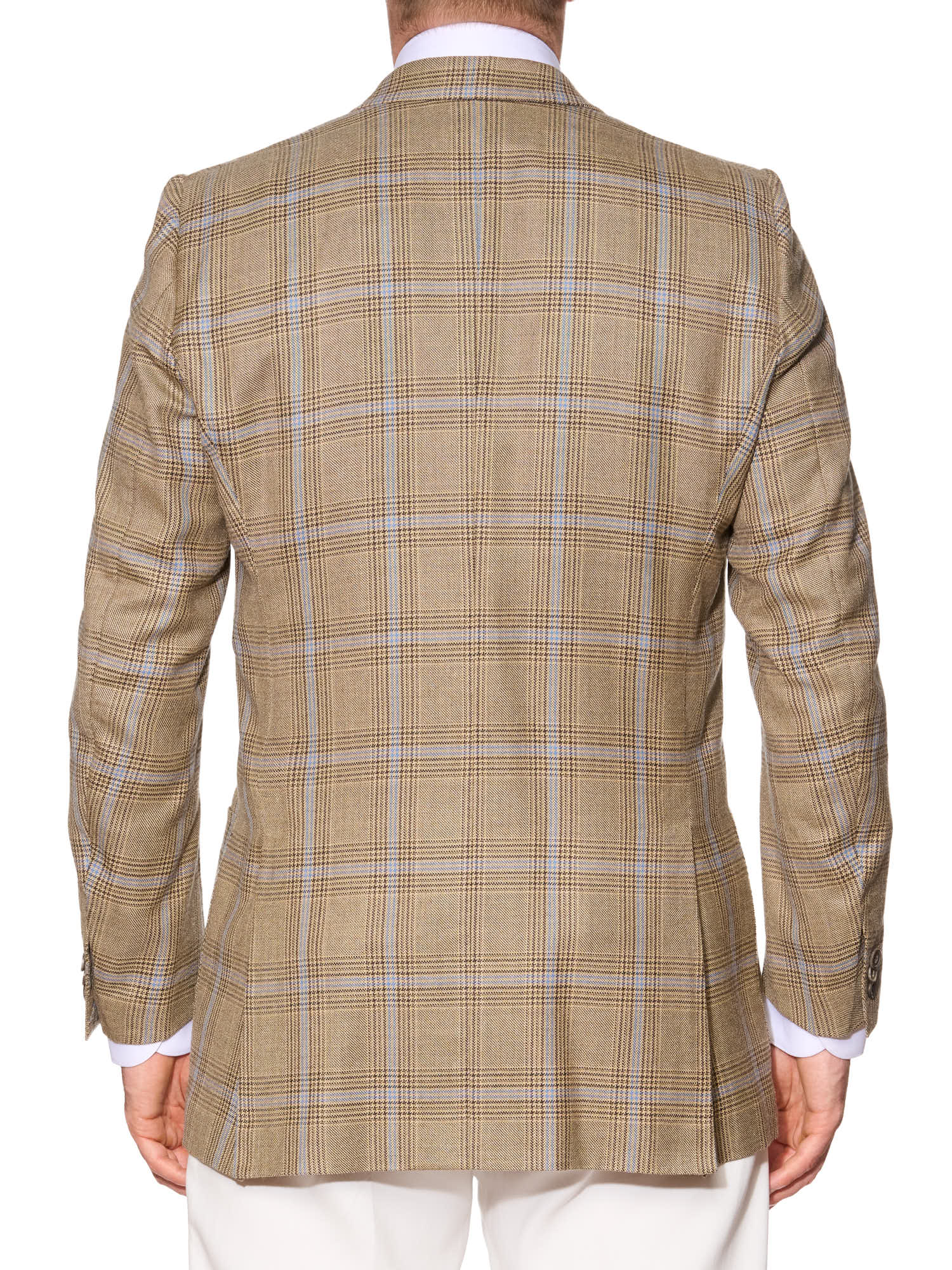 RUBINACCI LH Handmade Bespoke Plaid Wool-Silk-Cashmere DB Jacket EU 50 US 40