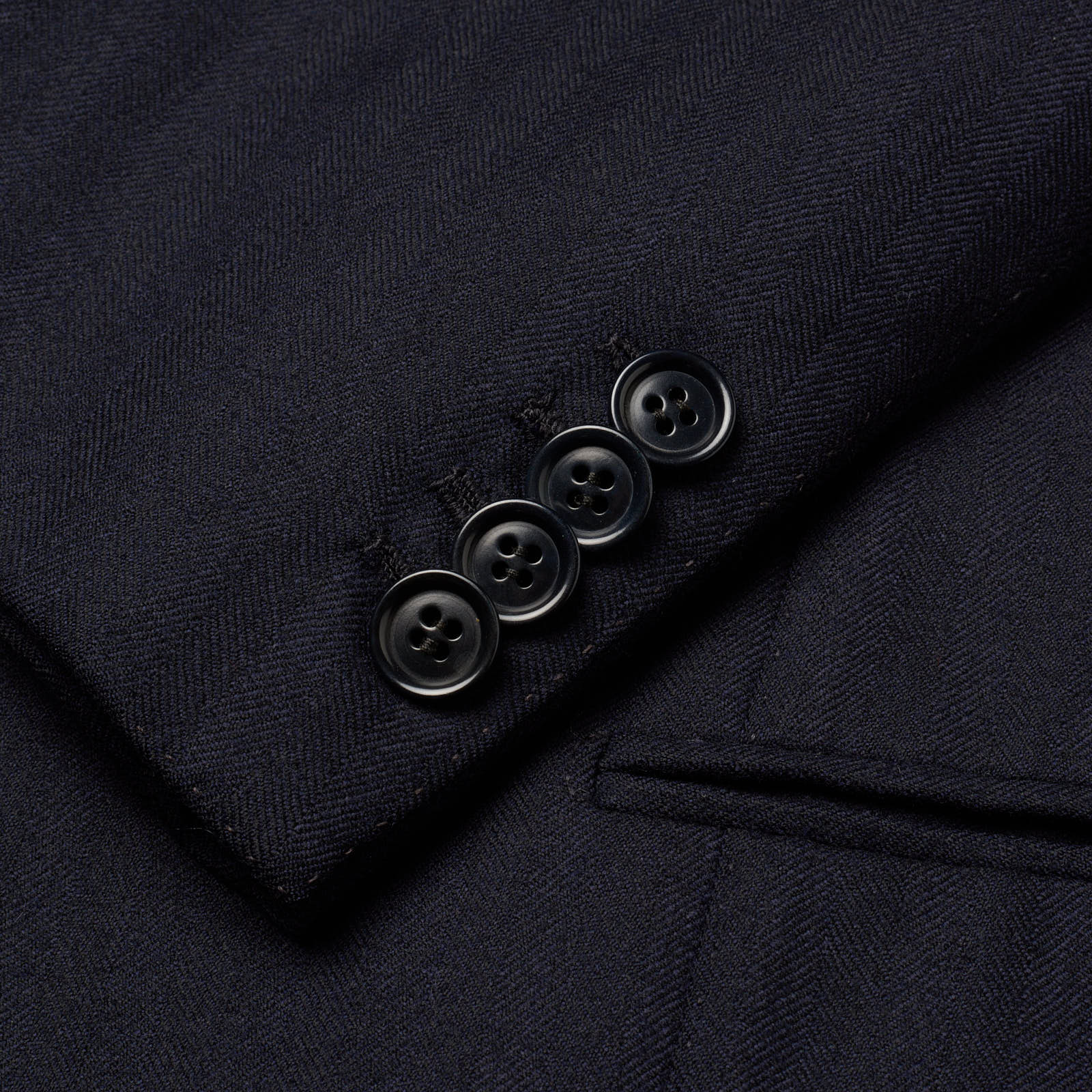 RUBINACCI LH Bespoke Navy Blue Flannel Herringbone Wool Jacket EU 52 US 42