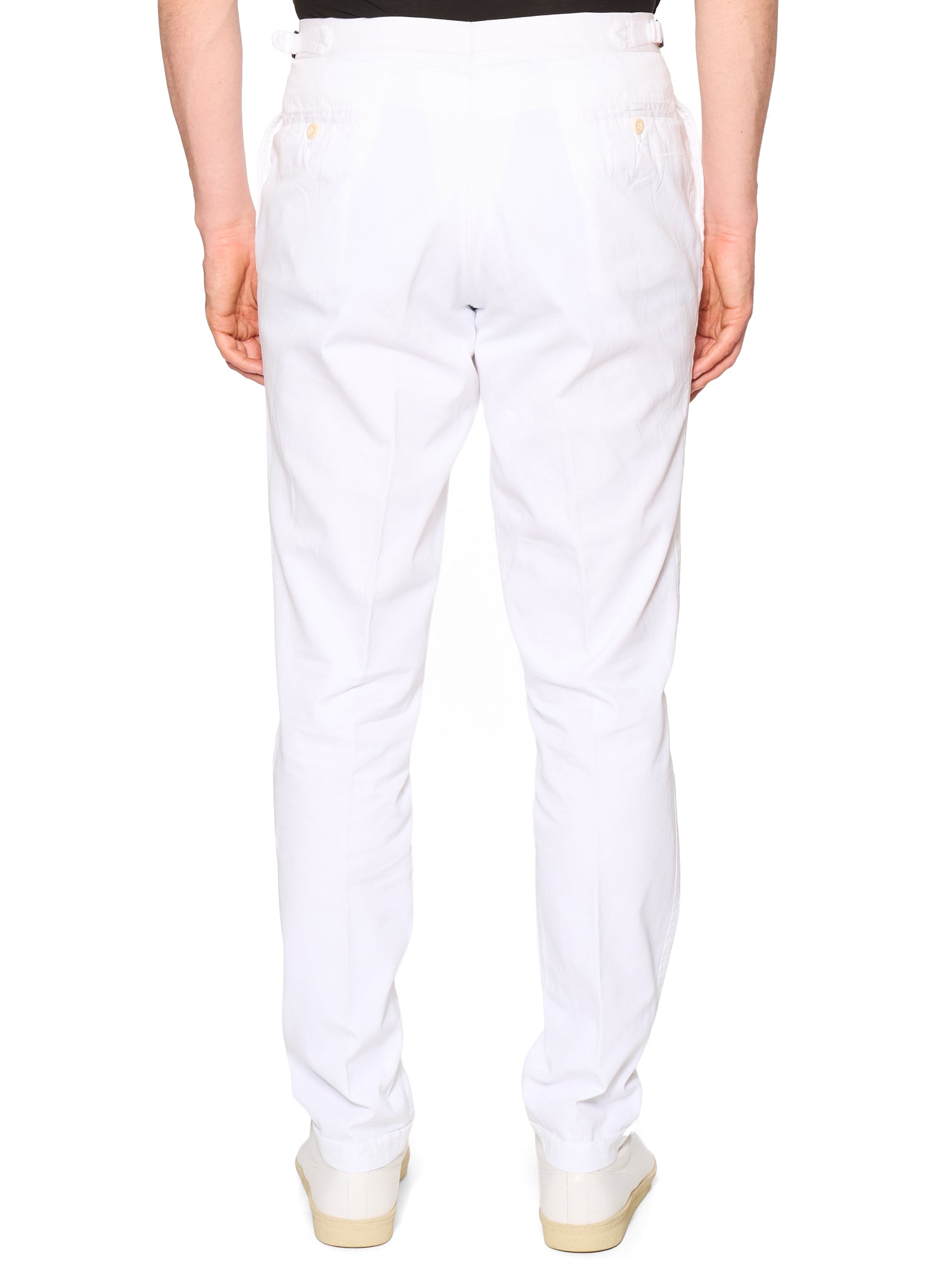 RUBINACCI LH London House Bespoke White Cotton Dress Pants EU 48 US 32