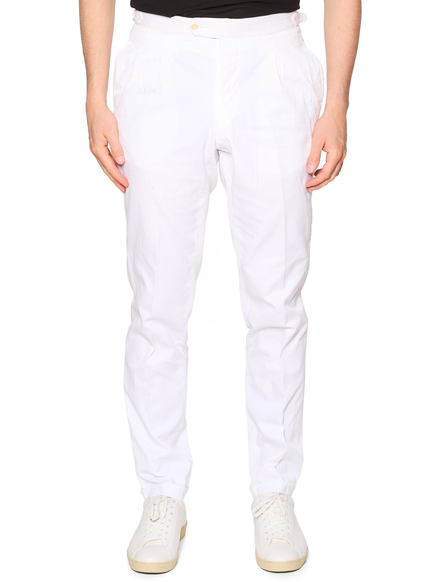 RUBINACCI LH London House Bespoke White Cotton Dress Pants EU 48 US 32