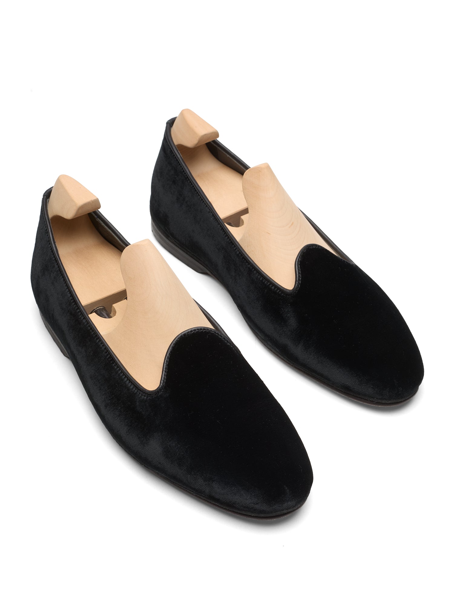 RUBINACCI Napoli Black Velvet Pumps Belgian Loafers Shoes EU 41 US 8