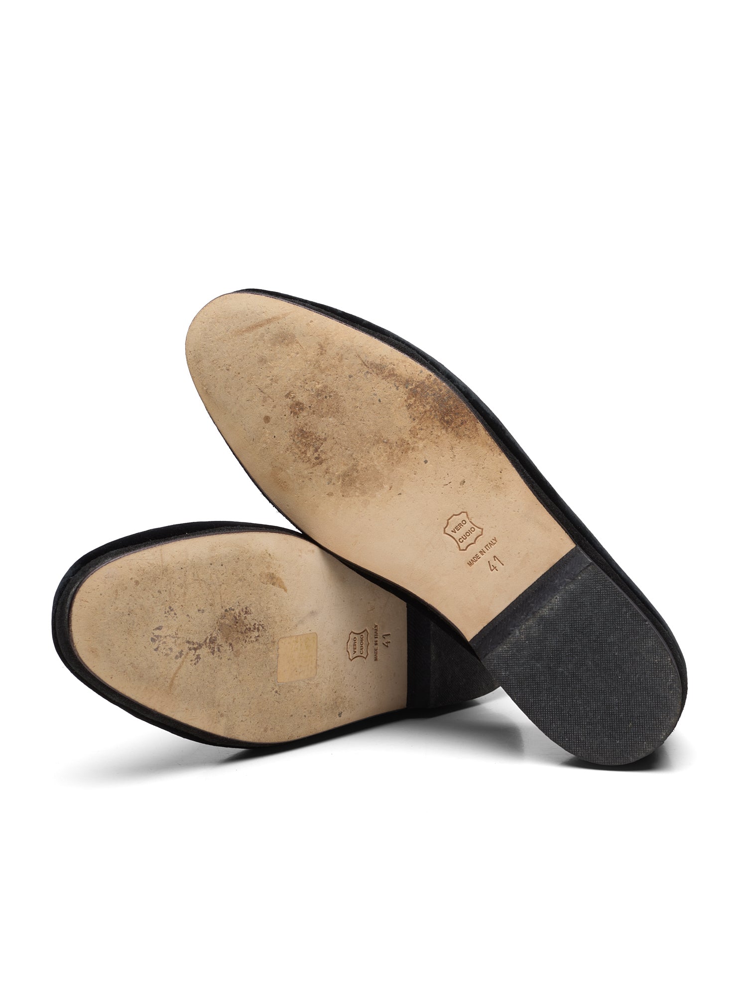 RUBINACCI Napoli Black Velvet Pumps Belgian Loafers Shoes EU 41 US 8