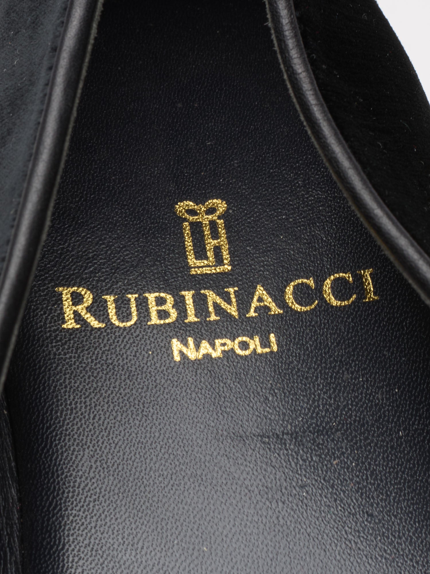RUBINACCI Napoli Black Velvet Pumps Belgian Loafers Shoes EU 41 US 8