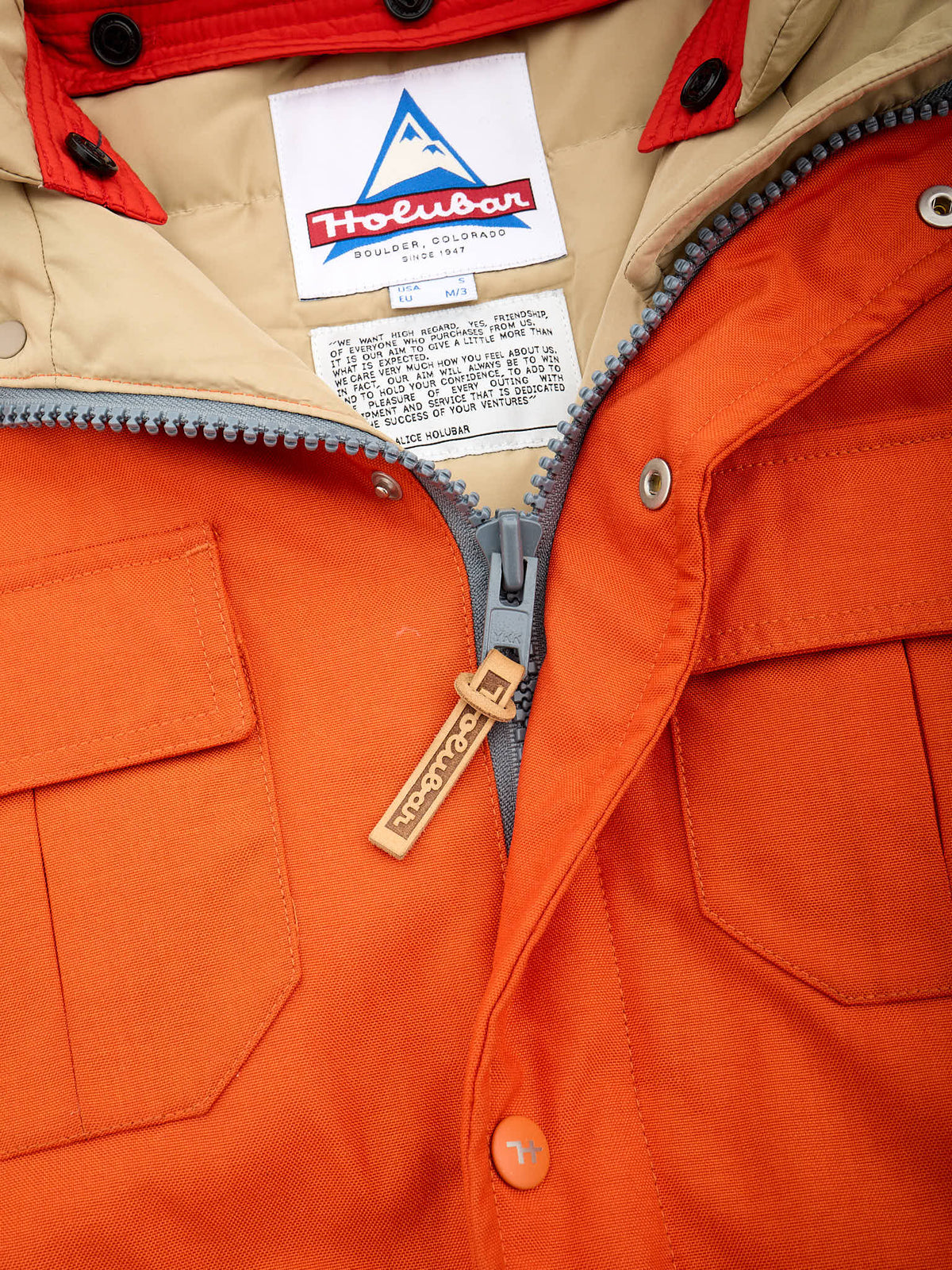 Rare HOLUBAR "Deer Hunter" Orange Cordura Down Filled Parka Jacket NEW