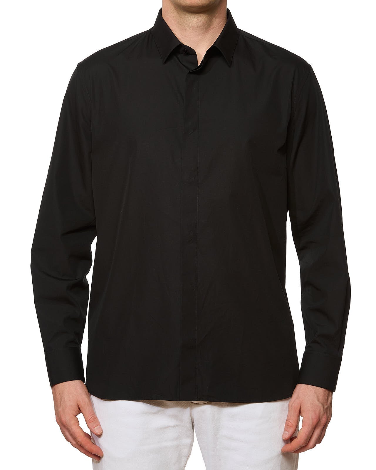 SAINT LAURENT Paris Black Cotton Dress Shirt EU 42 NEW US 16.5 Slim