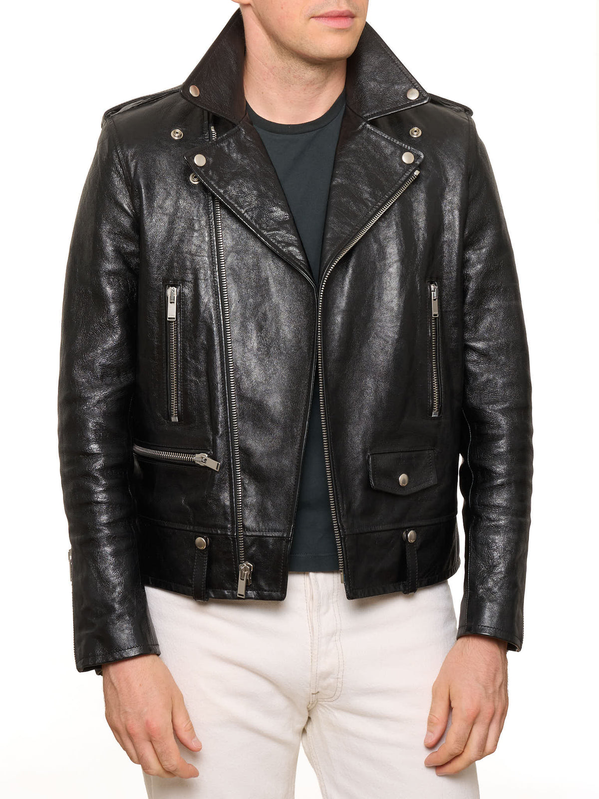SAINT LAURENT Paris Black Leather L01 Motorcycle Jacket