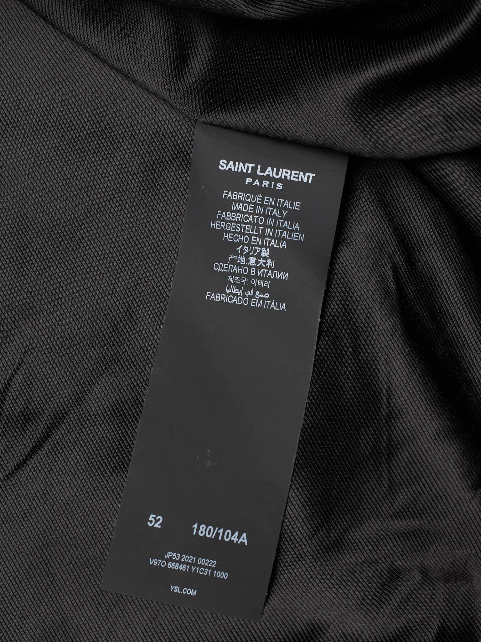 SAINT LAURENT Paris Black Tricolor YSL Logo Teddy Bomber Jacket