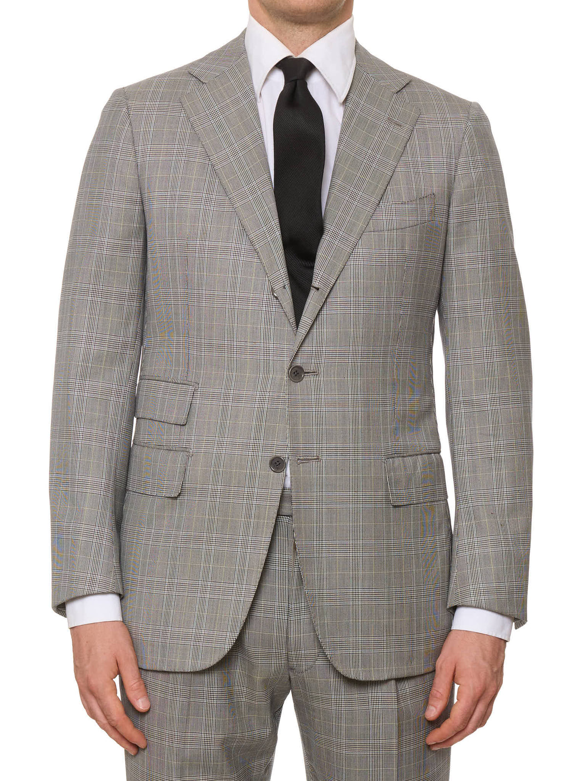SARTORIA CHIAIA Handmade Gray Plaid Wool Double Breasted Bespoke Suit