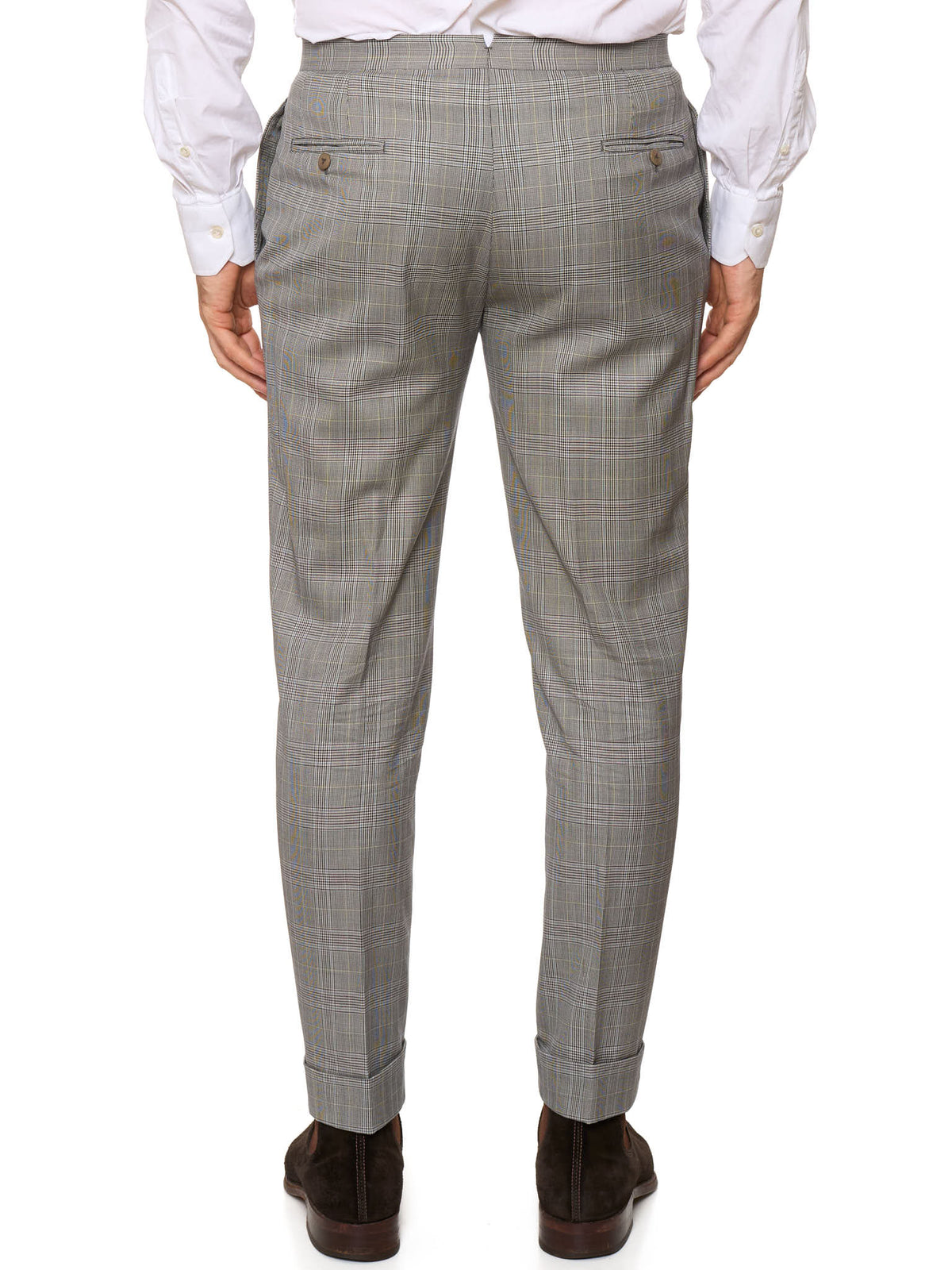SARTORIA CHIAIA Handmade Gray Plaid Wool Double Breasted Bespoke Suit