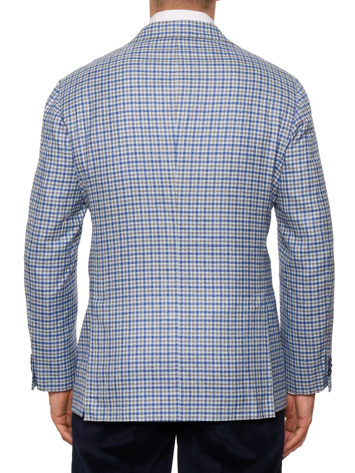SARTORIA CIARDI Bespoke Handmade Blue-White Plaid Wool-Silk Jacket NEW