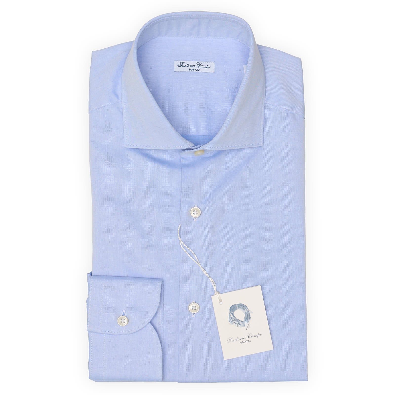 size 38 dress in us SARTORIA CAMPO Napoli Blue Twill Cotton Dress Shirt EU 38 NEW US 15