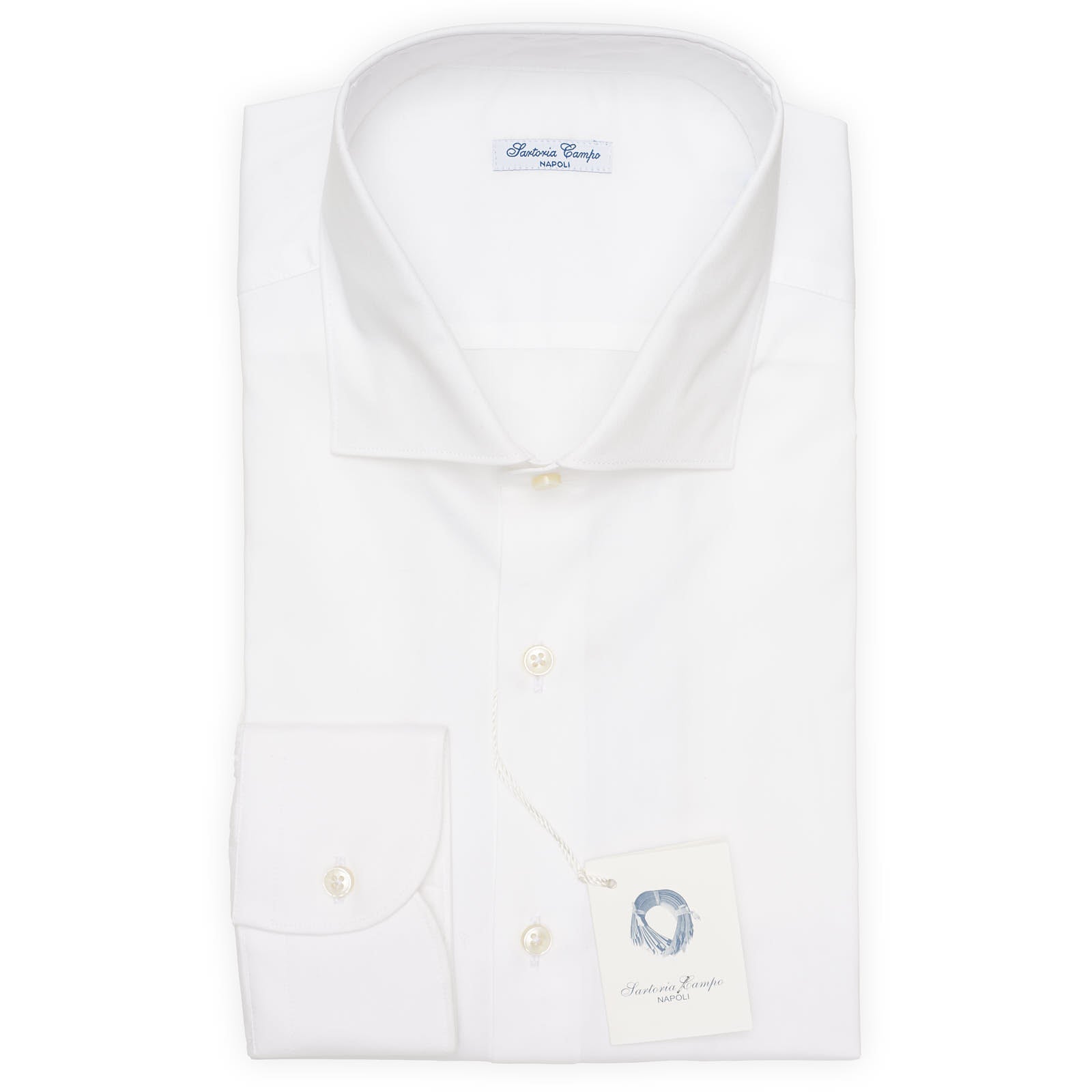 SARTORIA CAMPO Napoli White Poplin Cotton Dress Shirt NEW