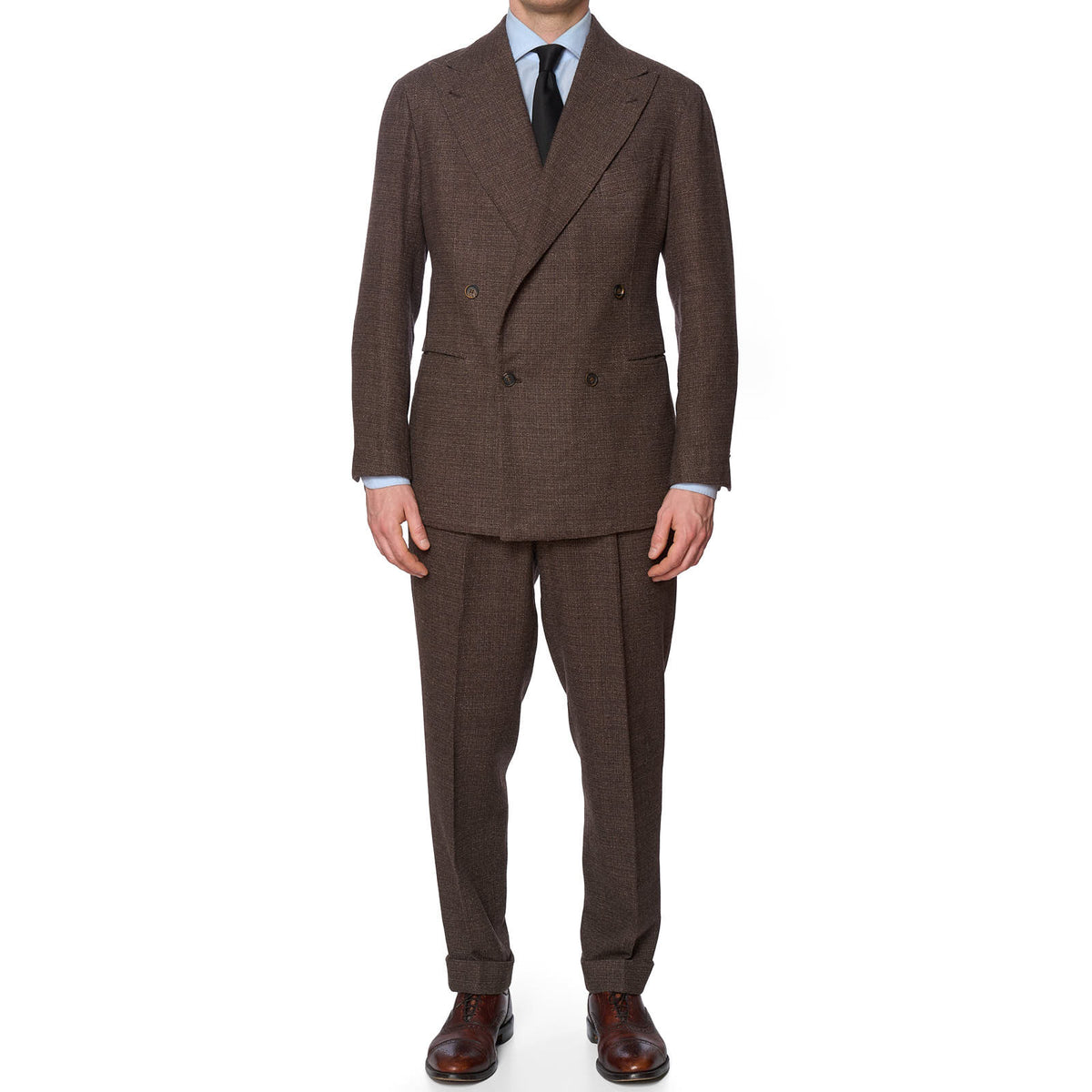 SARTORIA CHIAIA Bespoke Handmade Brown Loro Piana Cashmere Suit EU 54