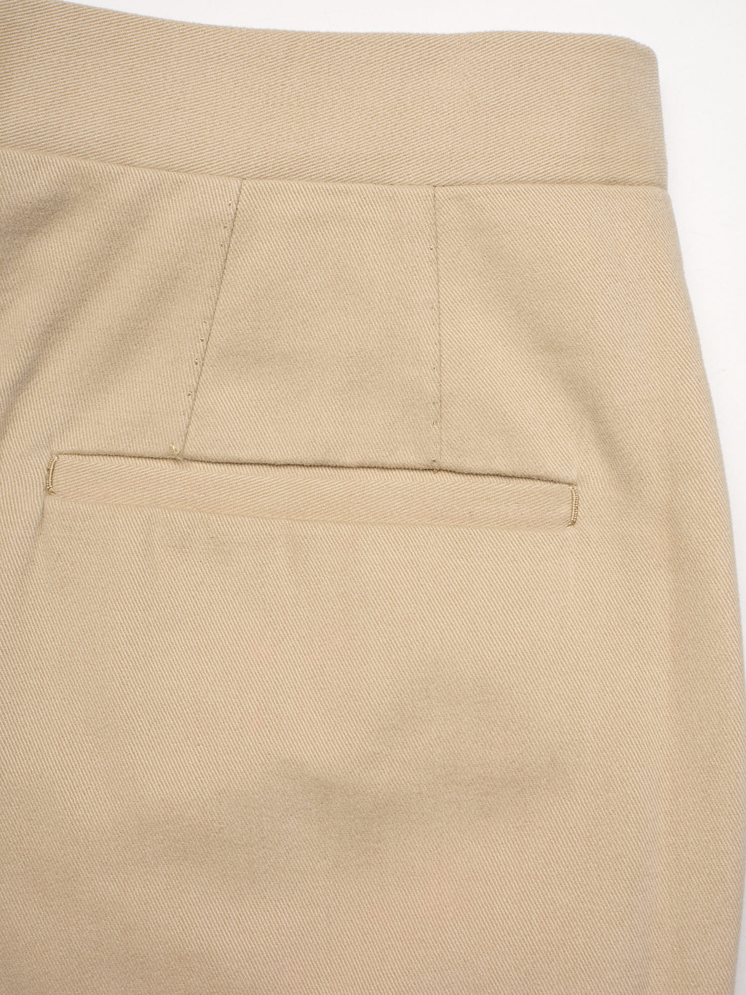 SARTORIA CHIAIA Bespoke Handmade Beige Cotton Moleskin Flat Front Dress Pants