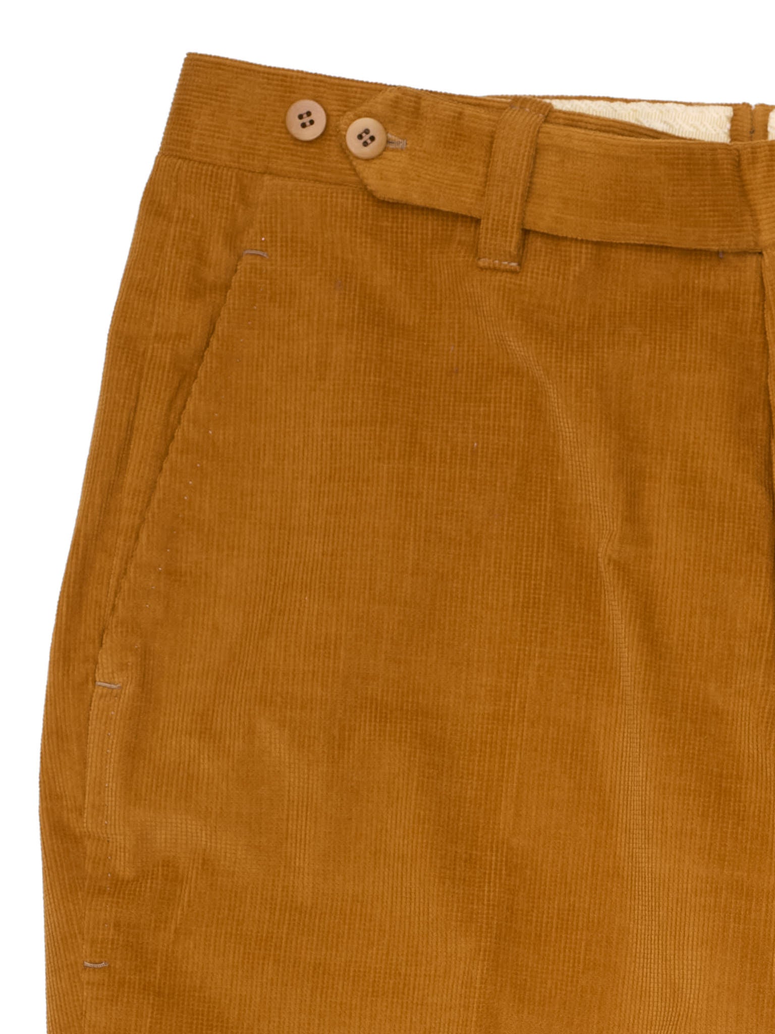 SARTORIA CHIAIA Bespoke Handmade Brown Cotton Corduroy Flat Front Dress Pants