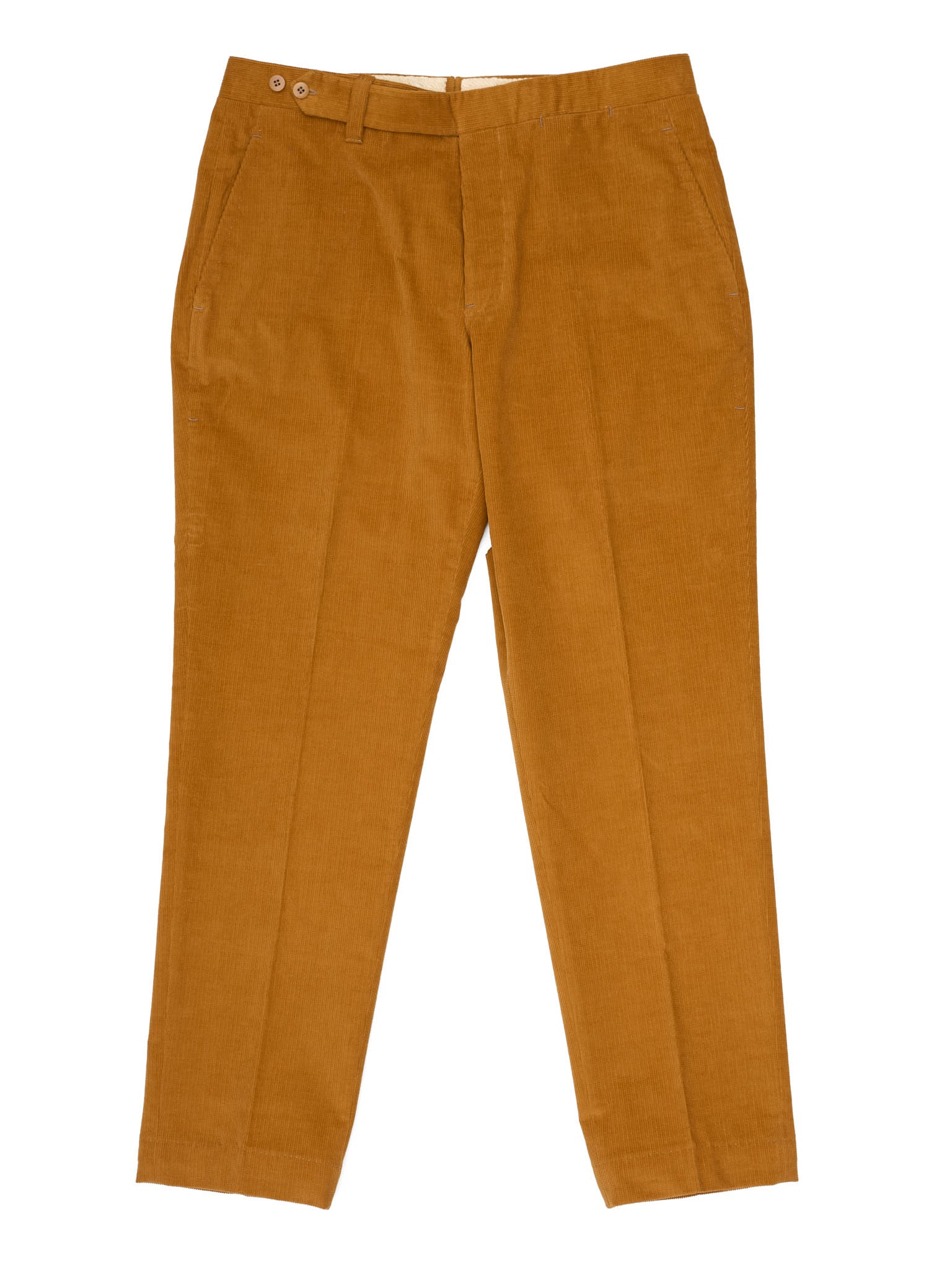 SARTORIA CHIAIA Bespoke Handmade Brown Cotton Corduroy Flat Front Dress Pants
