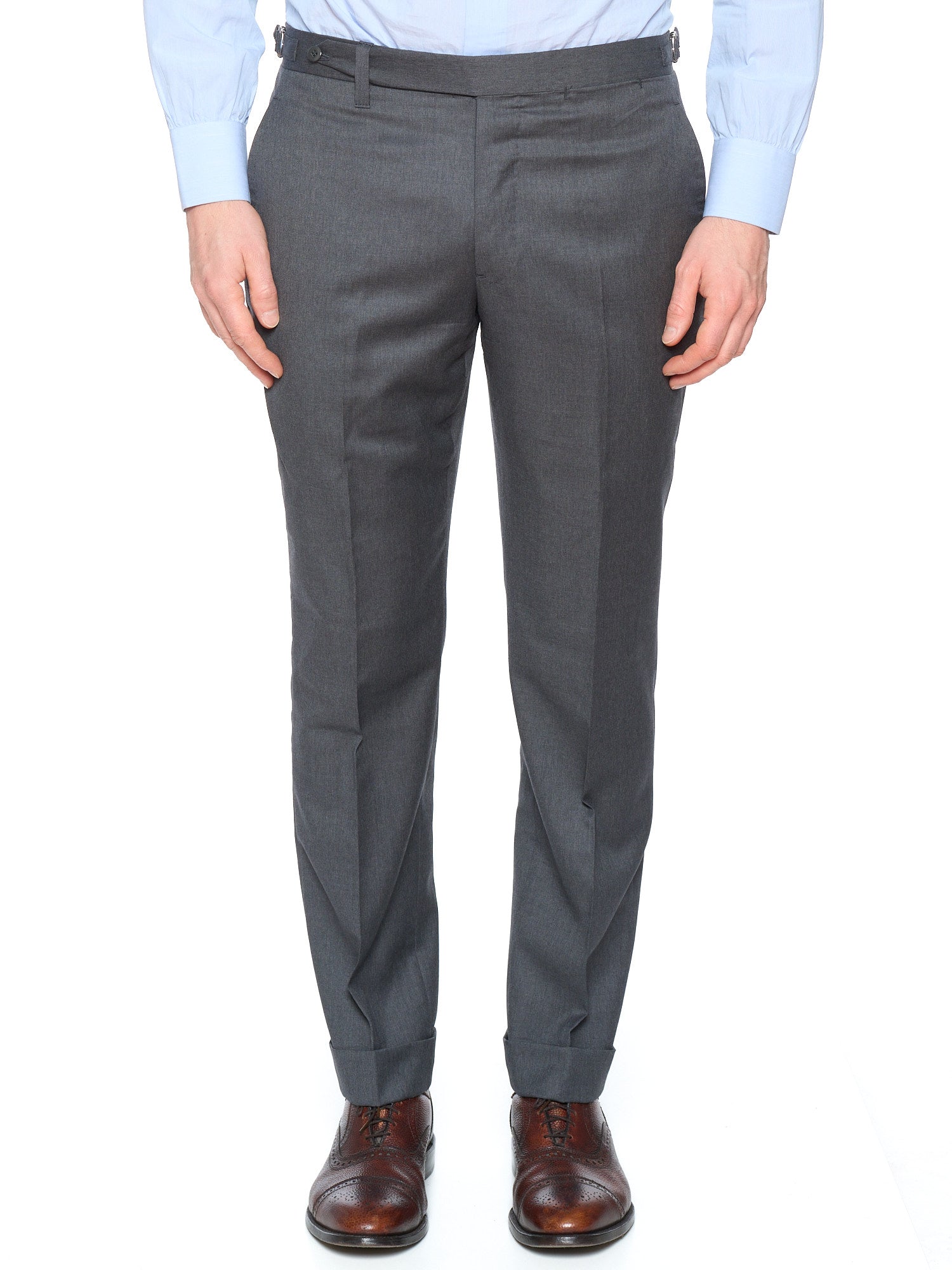 SARTORIA CHIAIA Bespoke Handmade Gray Wool Flat Front Dress Pants
