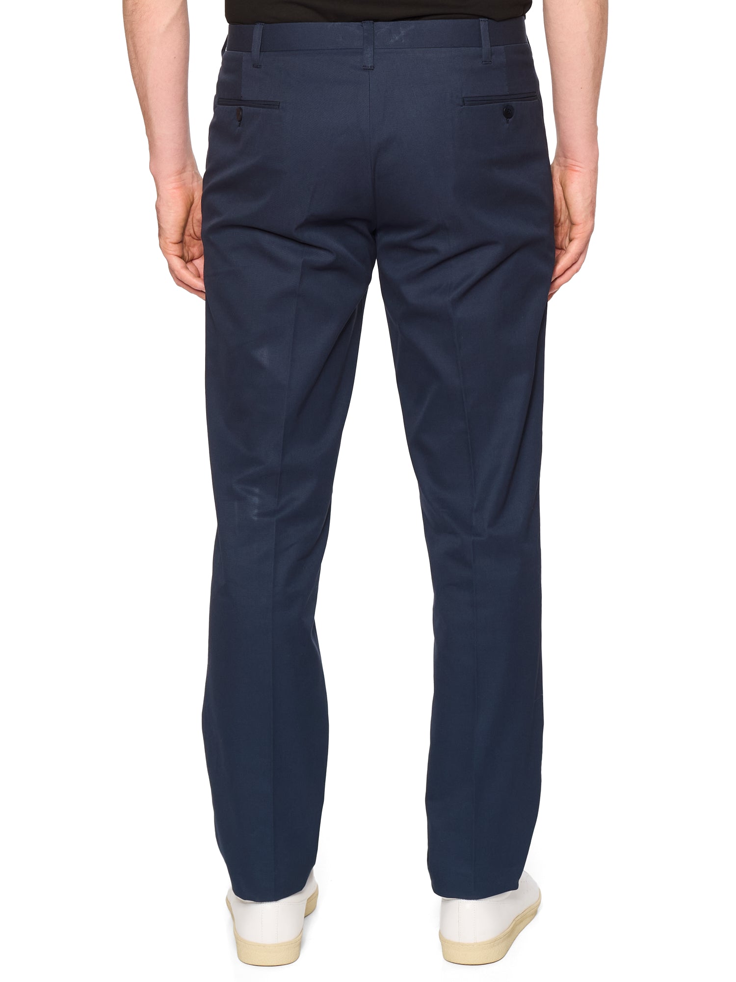 SARTORIA CHIAIA Handmade Navy Blue Cotton Flat Front Chino Pants EU 52 US 36