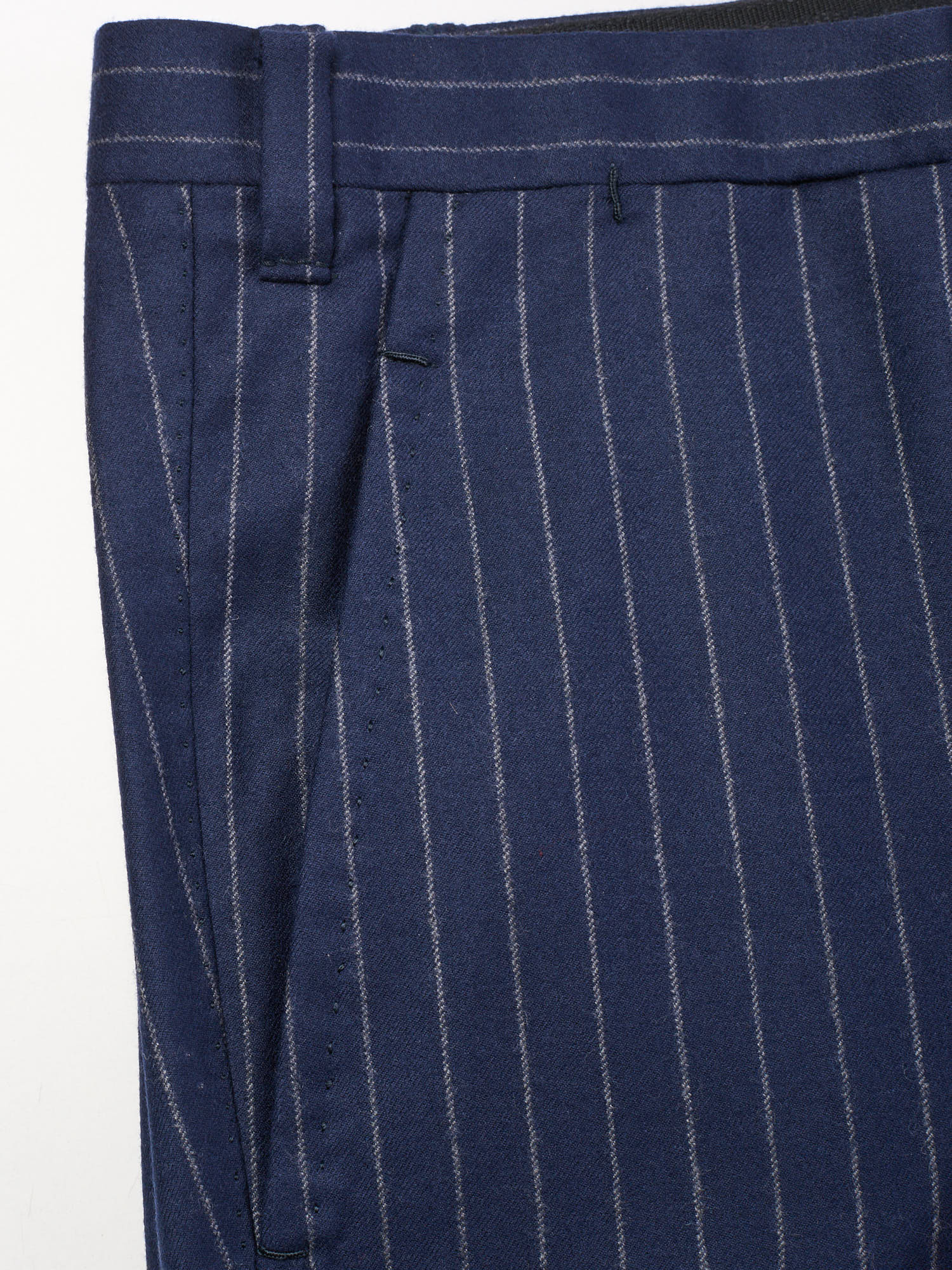 SARTORIA CHIAIA Handmade Navy Blue Wool Chalk Stripe Dress Pants EU 52 US 36